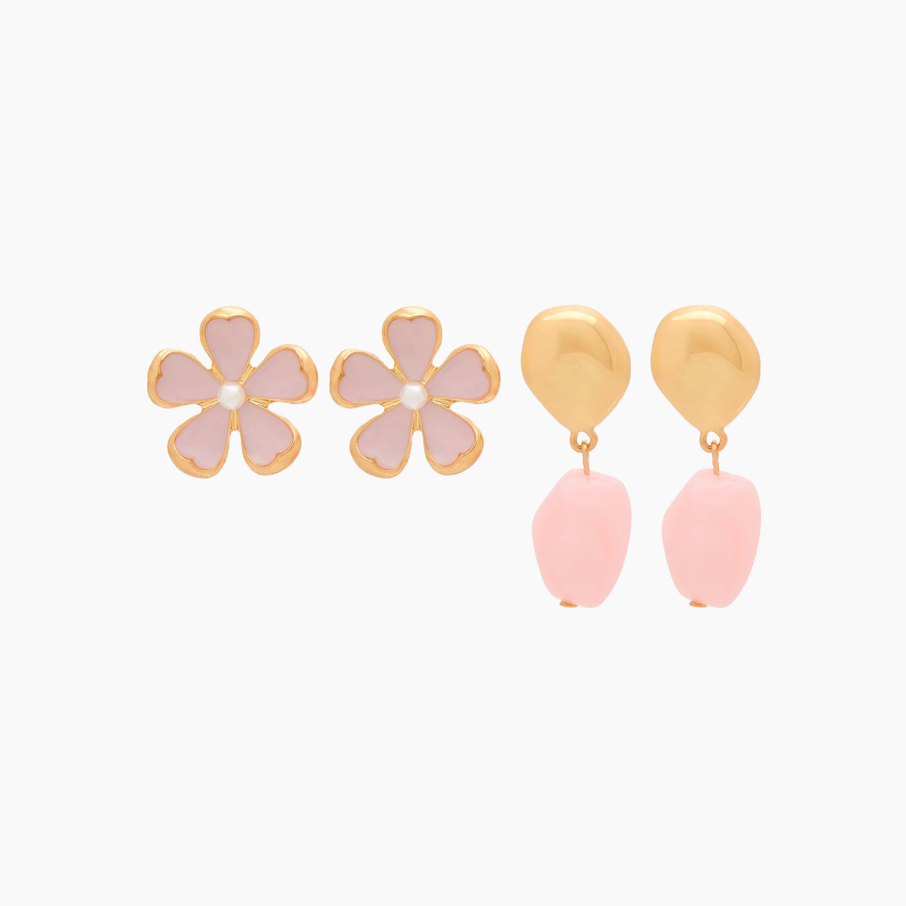 Gloo Pack of 2 Gold Finish Enamel Earrings with Pushback Closure-women-watchesandjewellery-jewellery-earrings-image-1
