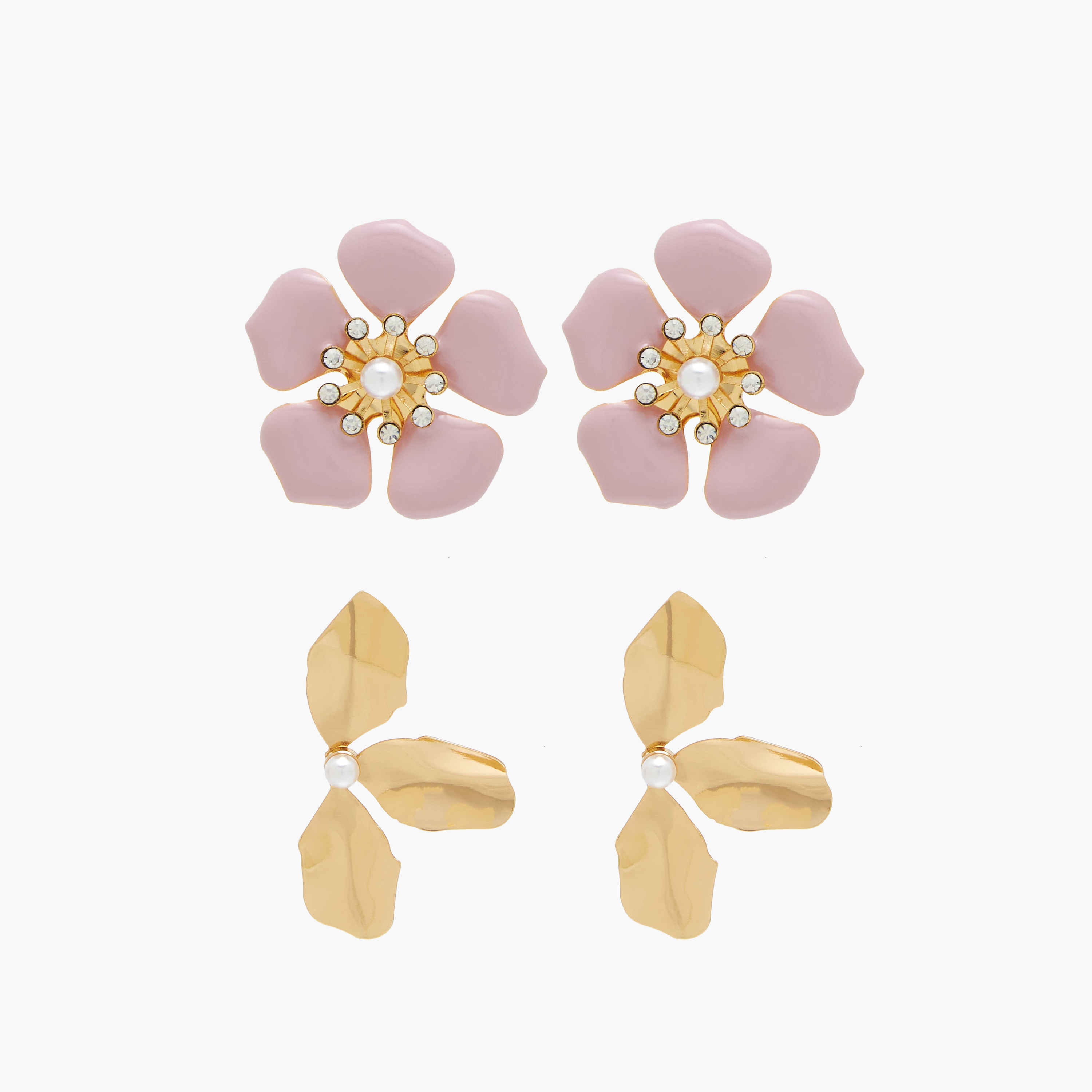 Pack of 2 Floral Shaped Earring with Pushback Closure-women-watchesandjewellery-jewellery-earrings-image-1