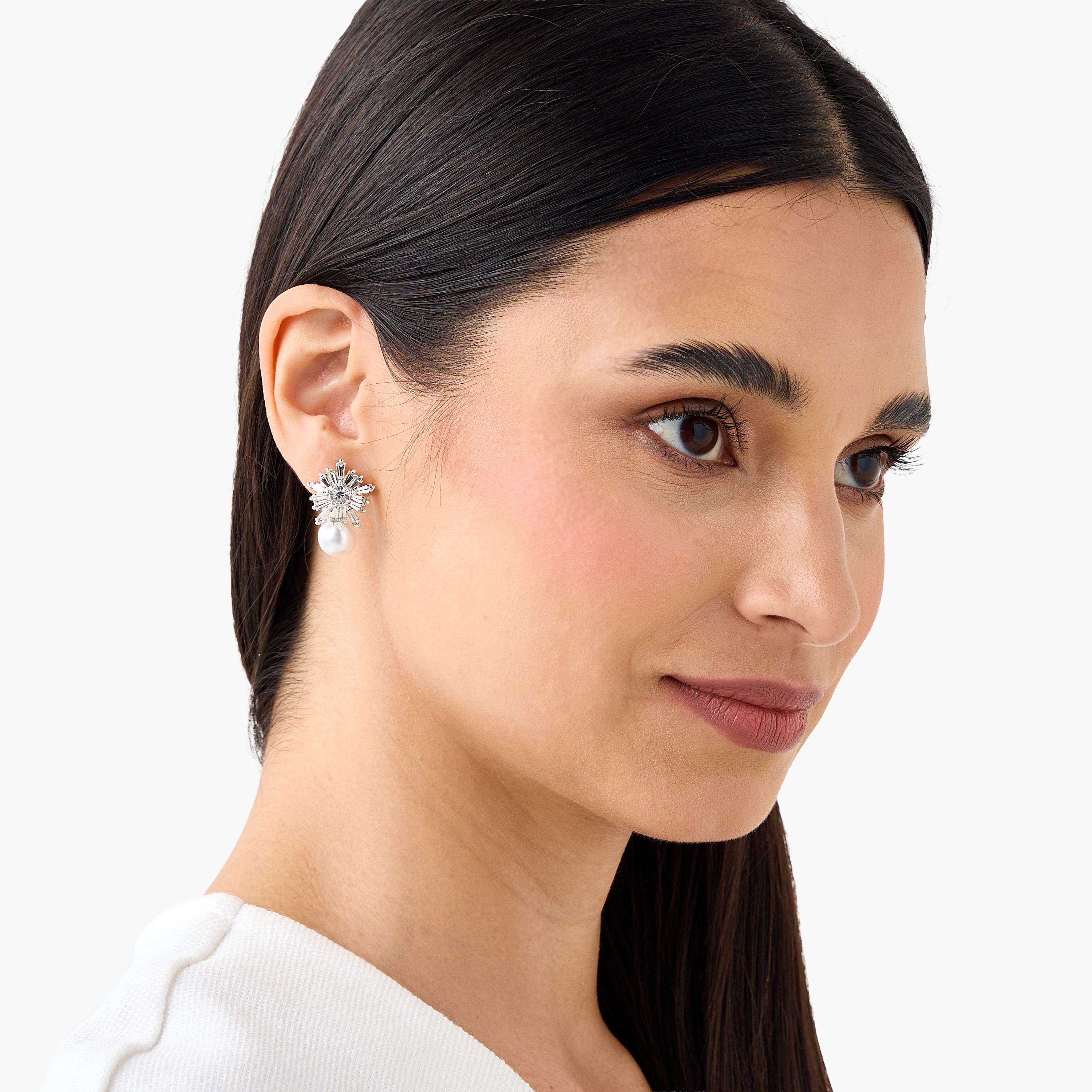 Pack of 2 Silver Finish Floral Embellished Earrings with Pushback Closure-women-watchesandjewellery-jewellery-earrings-image-2