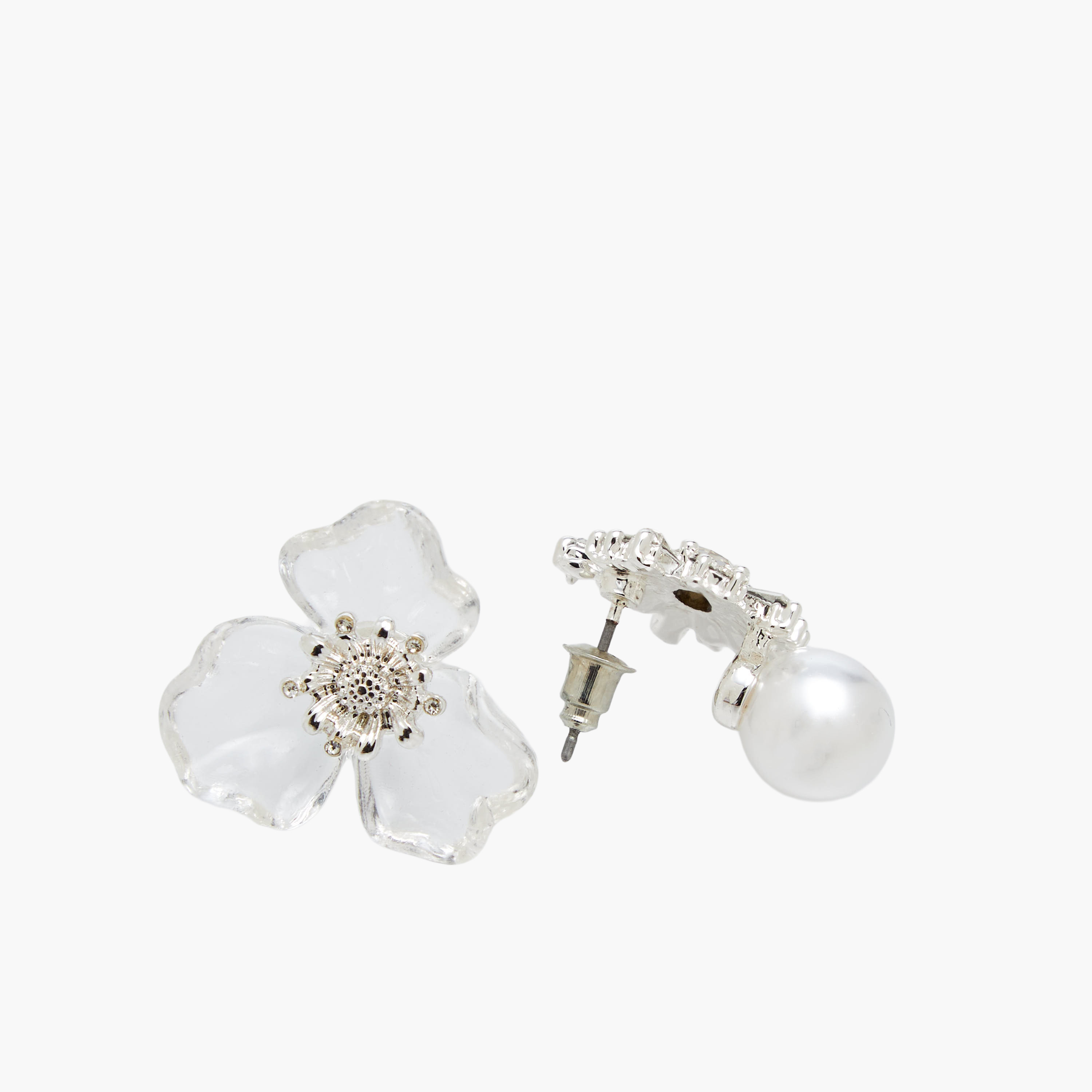 Pack of 2 Silver Finish Floral Embellished Earrings with Pushback Closure-women-watchesandjewellery-jewellery-earrings-image-5