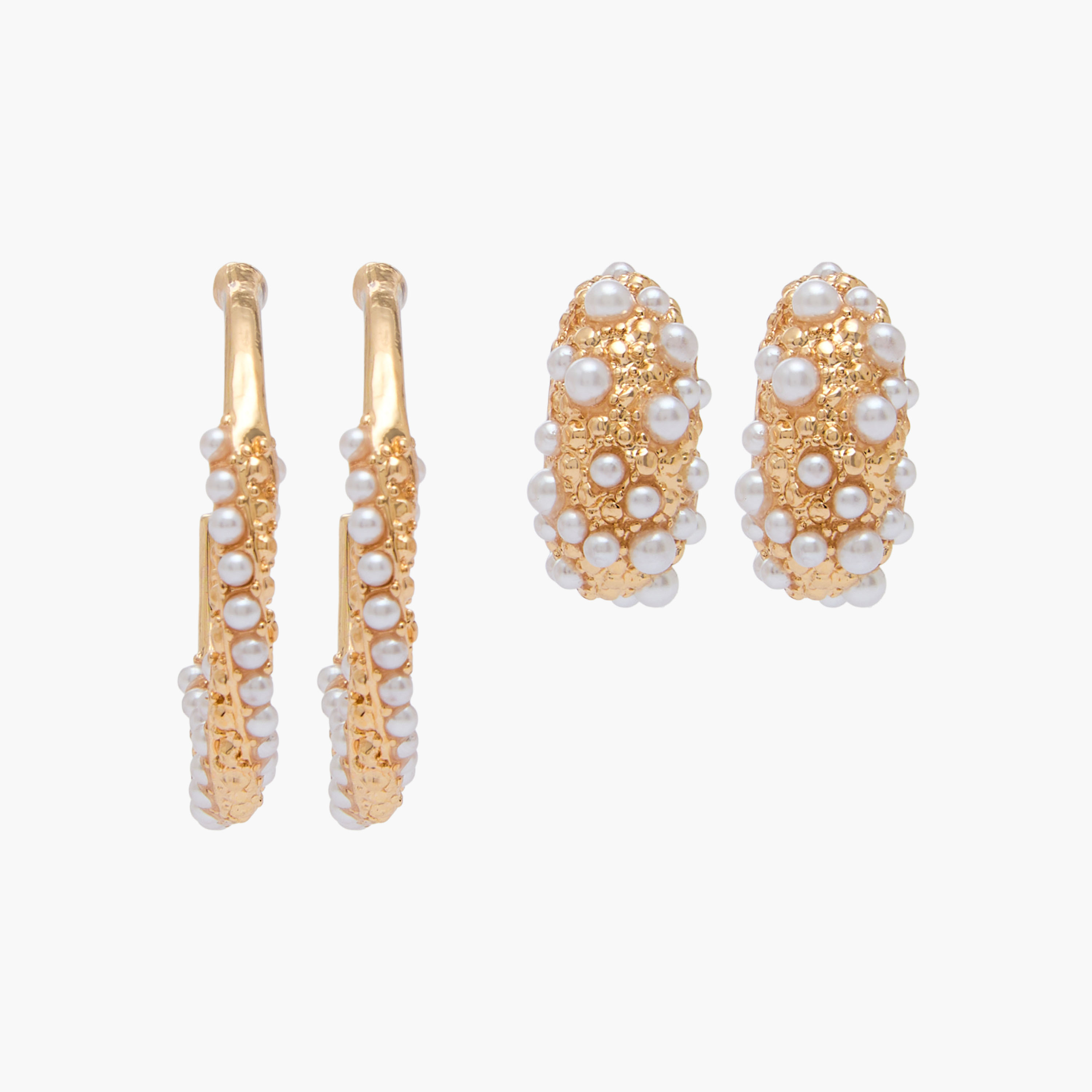 طقم حلقان طوق ميتاليك بمشبك إغلاق خلفي من زوجين-women-watchesandjewellery-jewellery-earrings-image-1