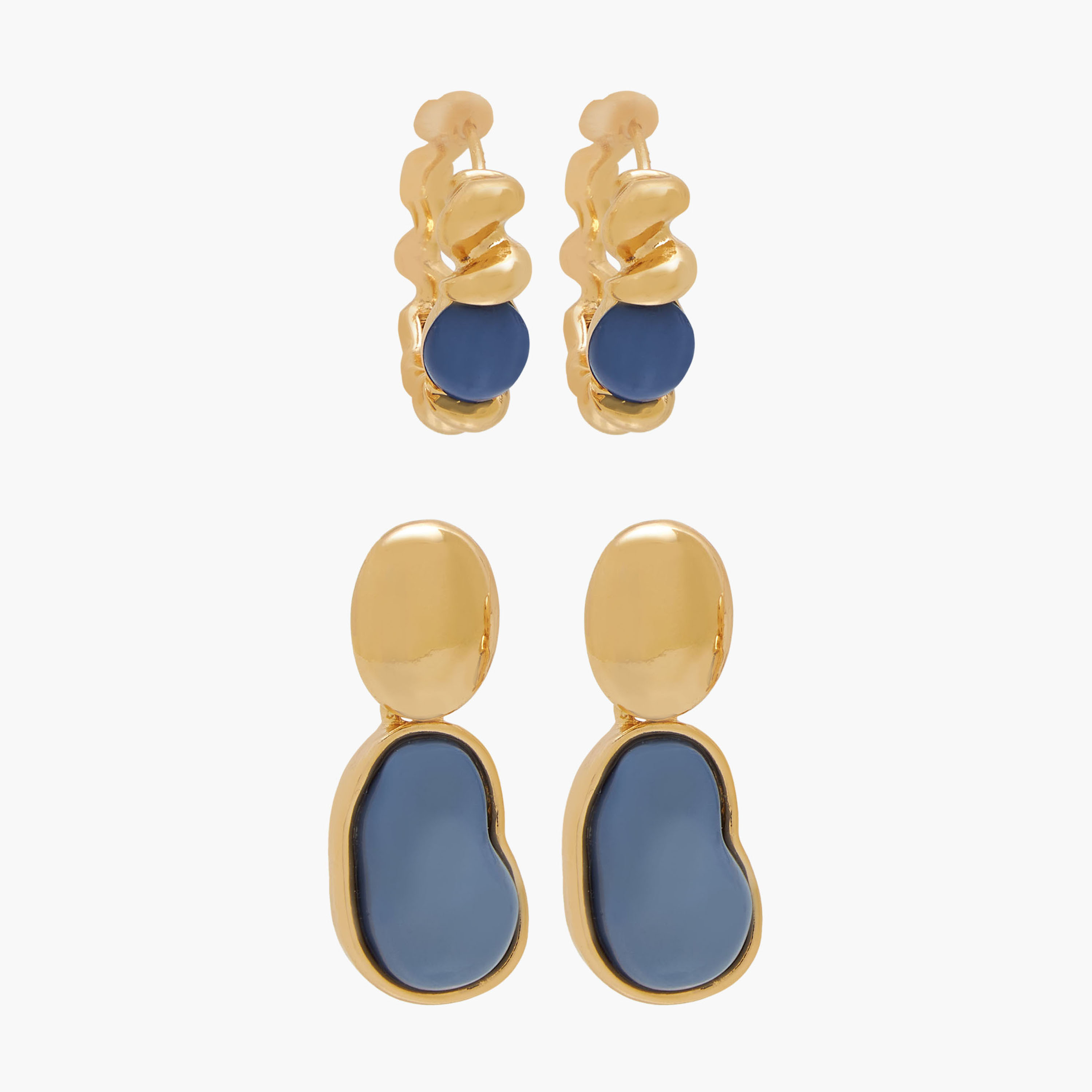 Pack of 2 Gold Finish Resin Embellished Earrings-women-watchesandjewellery-jewellery-earrings-image-1