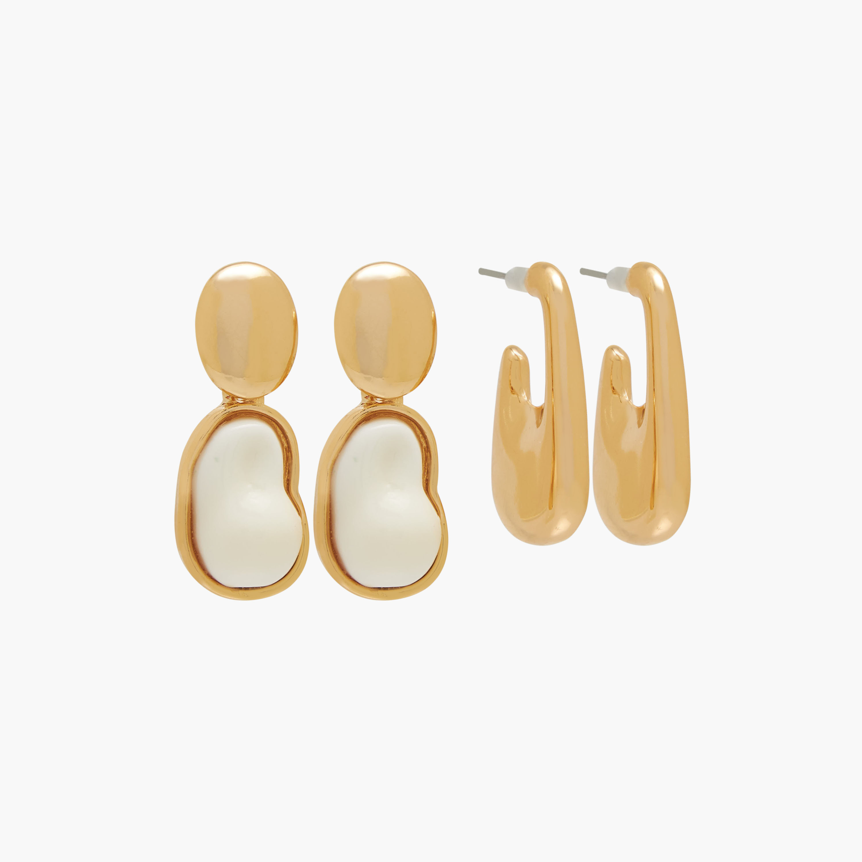 Pack of 2 Gold Finish Earrings with Pushback Closure-women-watchesandjewellery-jewellery-earrings-image-1