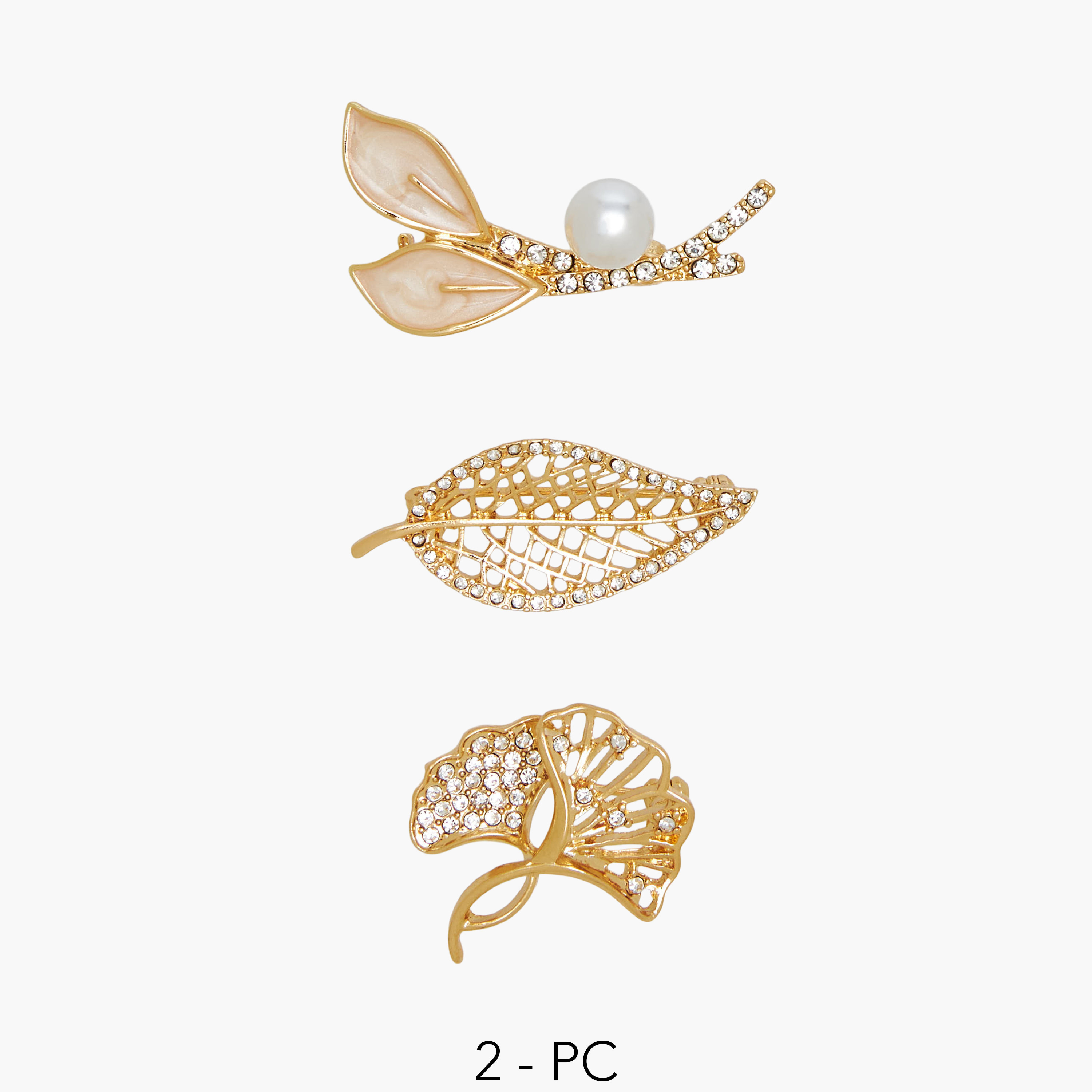طقم بروشات ميتاليك 3 قطع بتصميم زخرفي دقيق-women-watchesandjewellery-jewellery-brooches-image-1