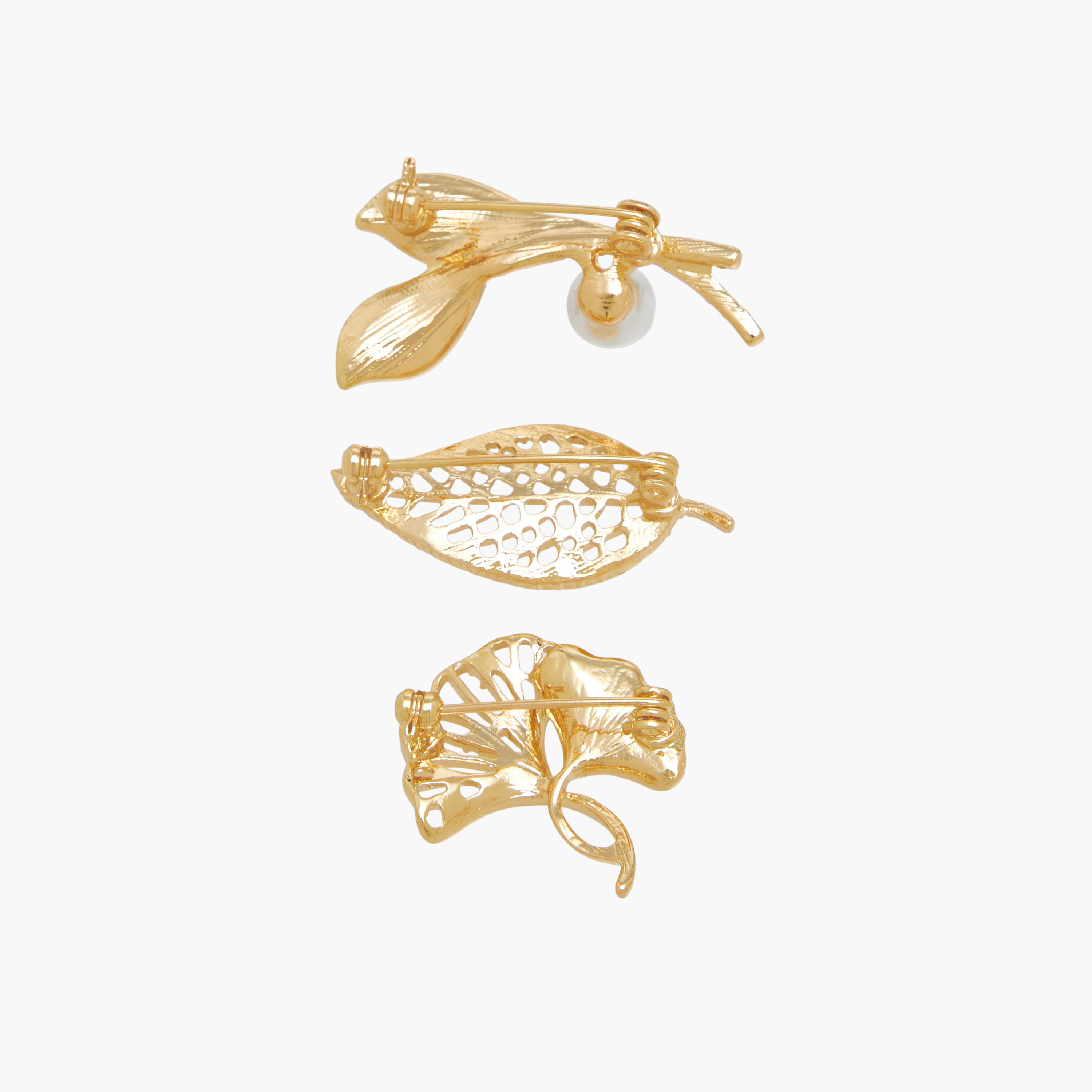 طقم بروشات ميتاليك 3 قطع بتصميم زخرفي دقيق-women-watchesandjewellery-jewellery-brooches-image-3