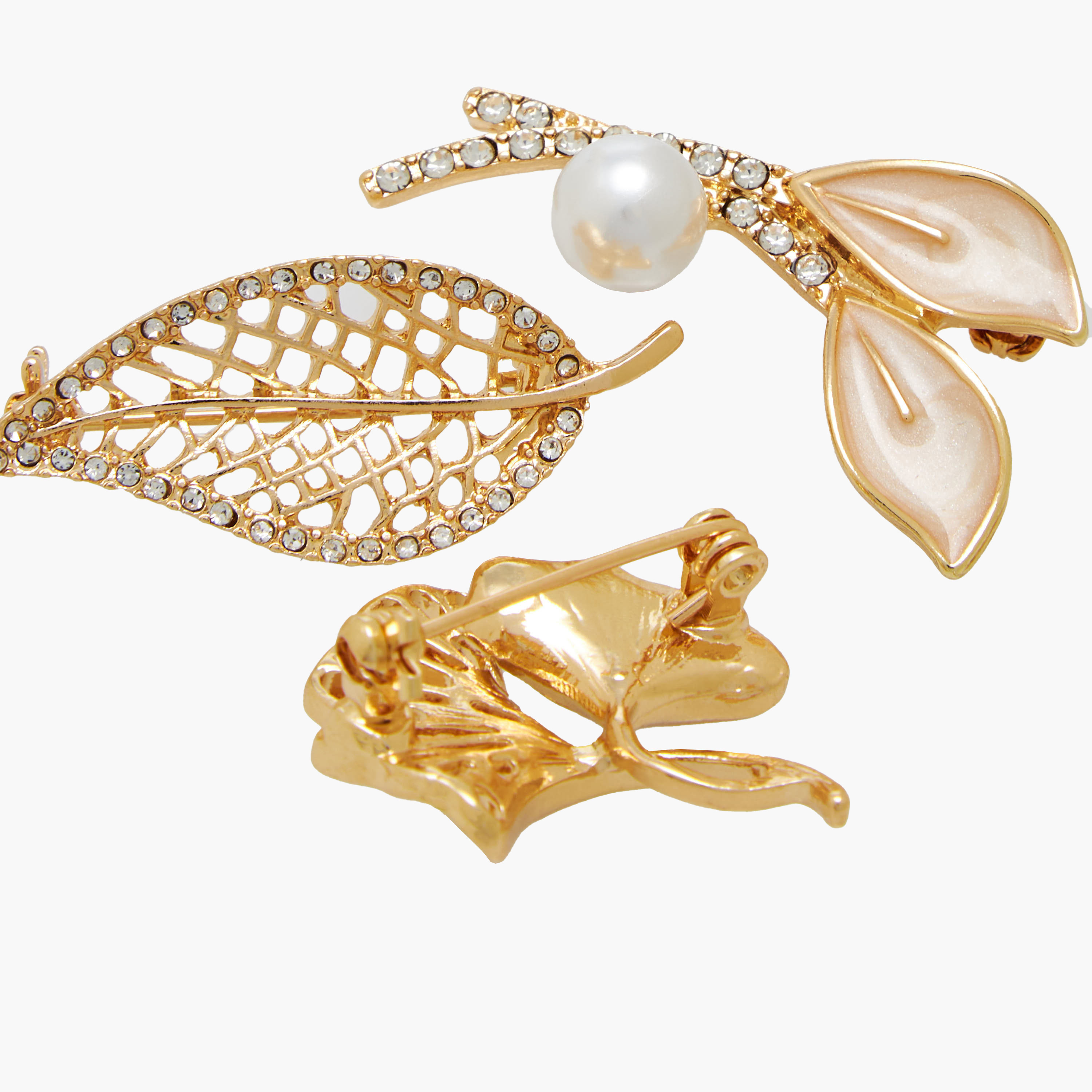 طقم بروشات ميتاليك 3 قطع بتصميم زخرفي دقيق-women-watchesandjewellery-jewellery-brooches-image-4