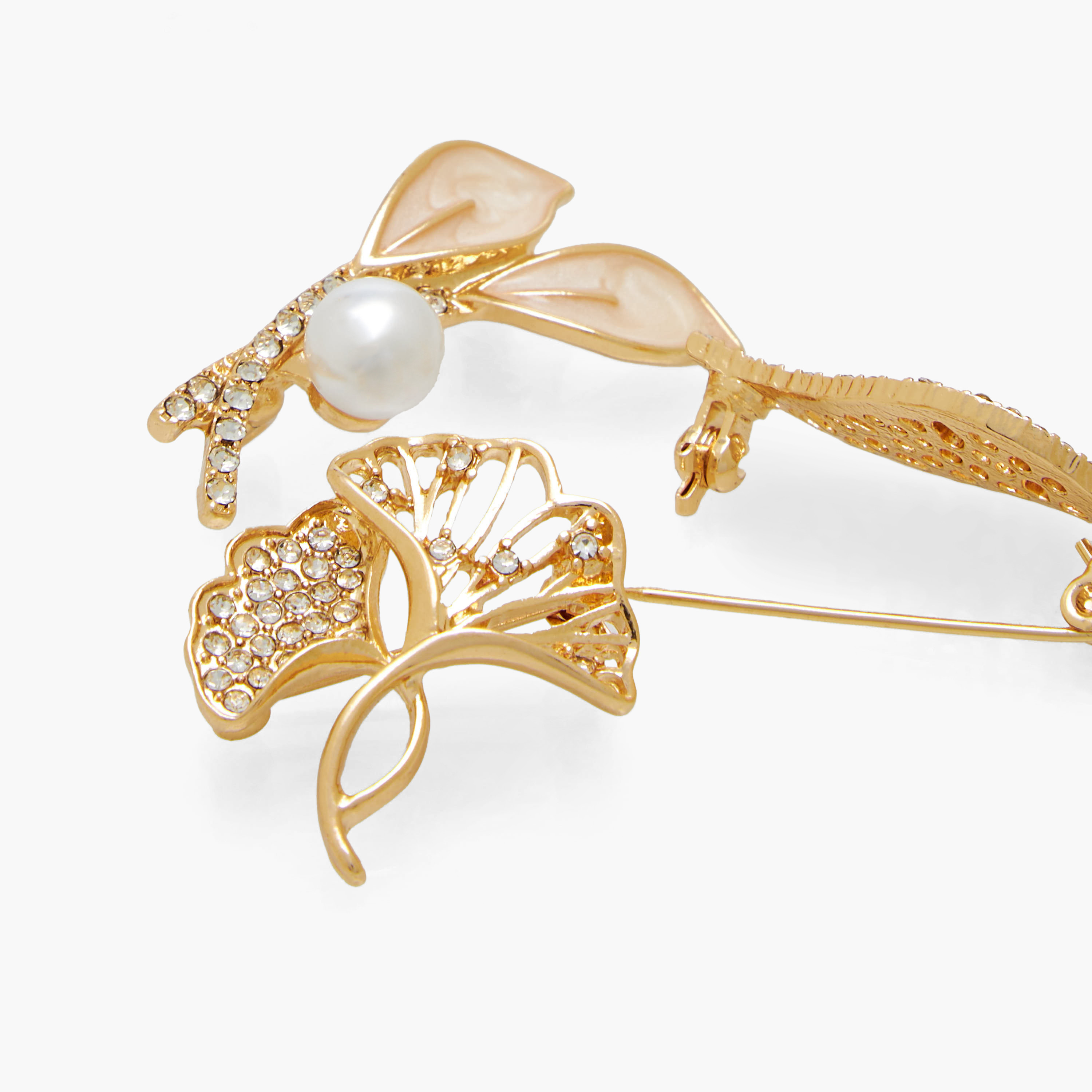 طقم بروشات ميتاليك 3 قطع بتصميم زخرفي دقيق-women-watchesandjewellery-jewellery-brooches-image-5