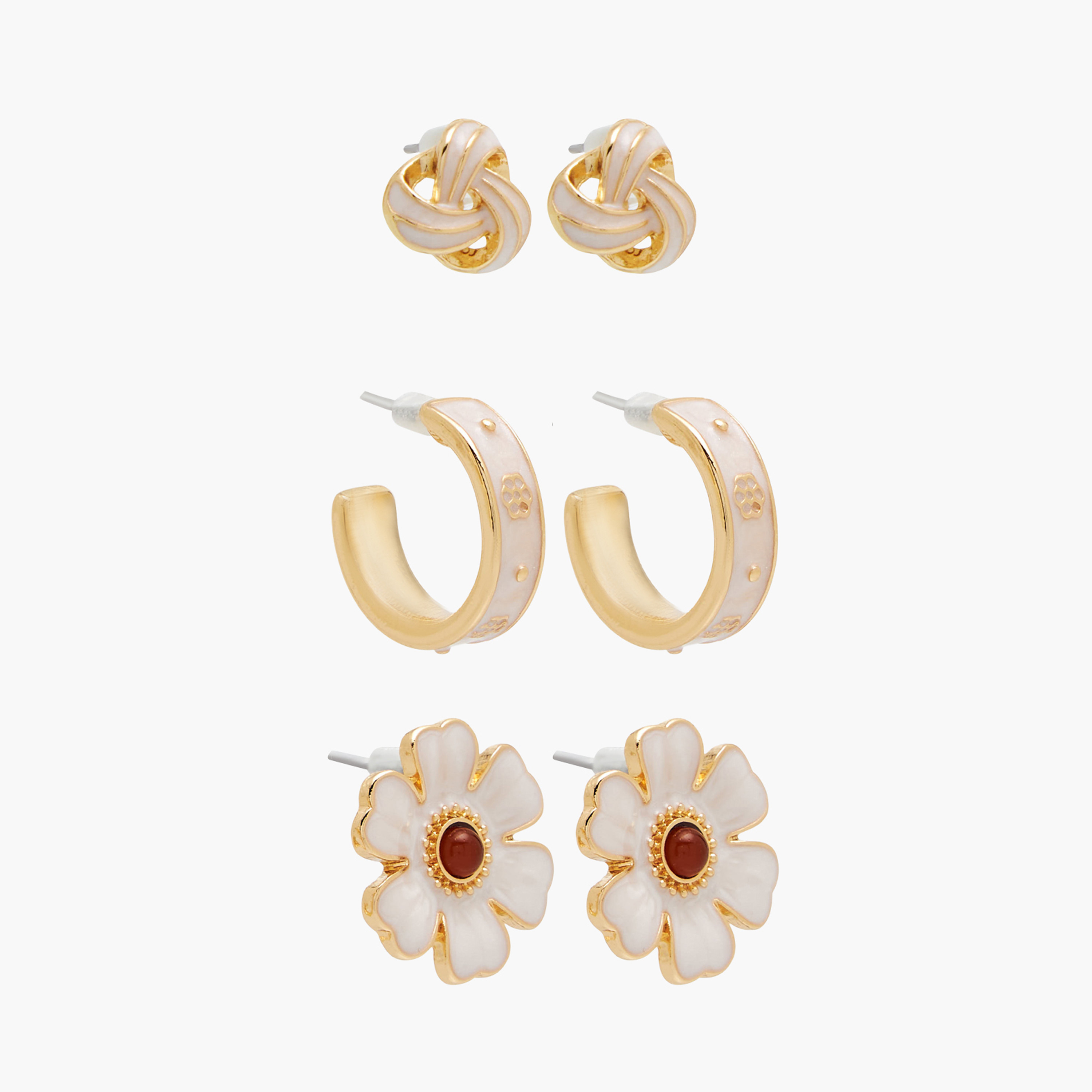 Pack of 3 Enamel Earrings with Pushback Closure-women-watchesandjewellery-jewellery-earrings-image-1