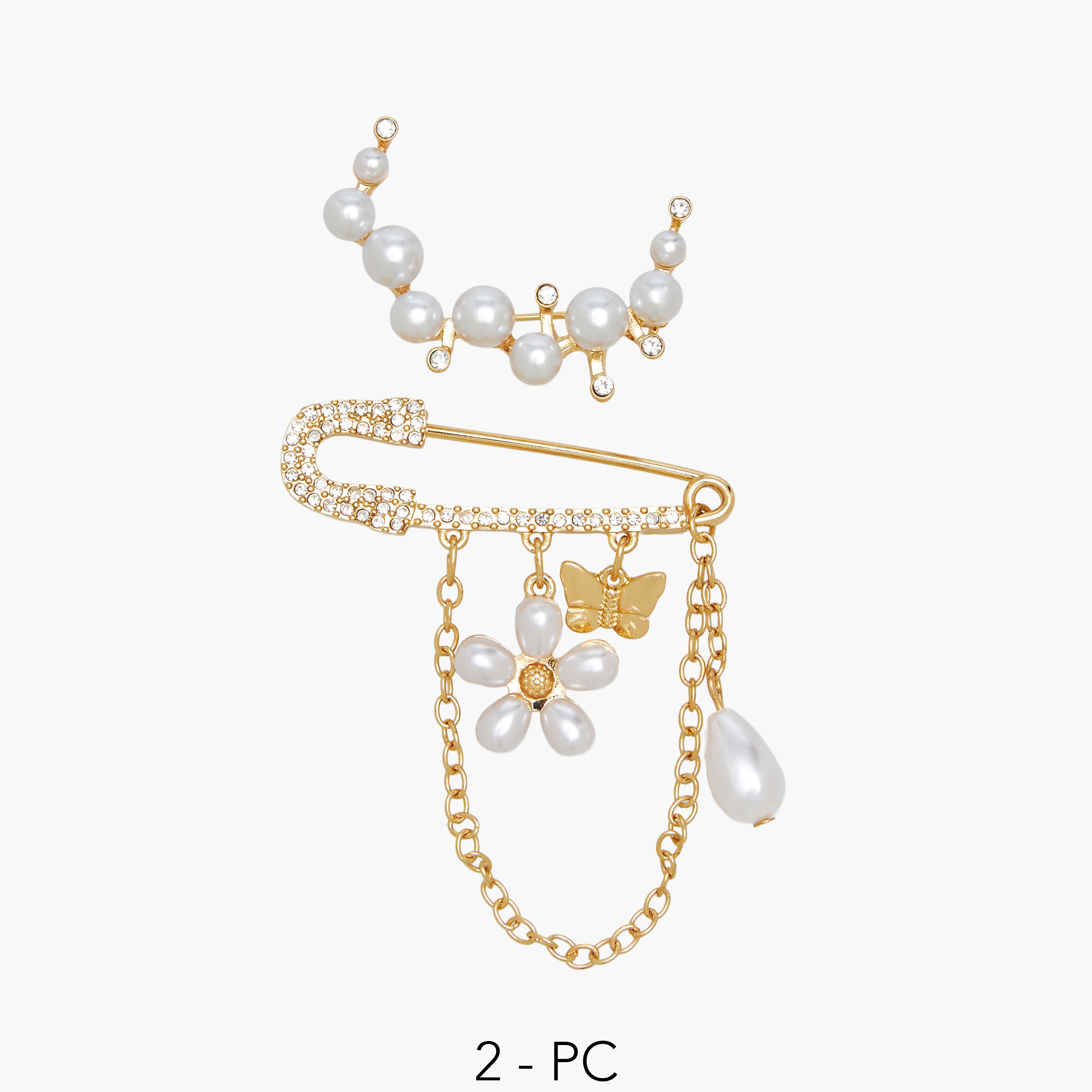 دبوس بلمسة نهائية معدنية وزينة لؤلؤ وأحجار - طقم من 2-women-clothingaccessories-novelties-image-5