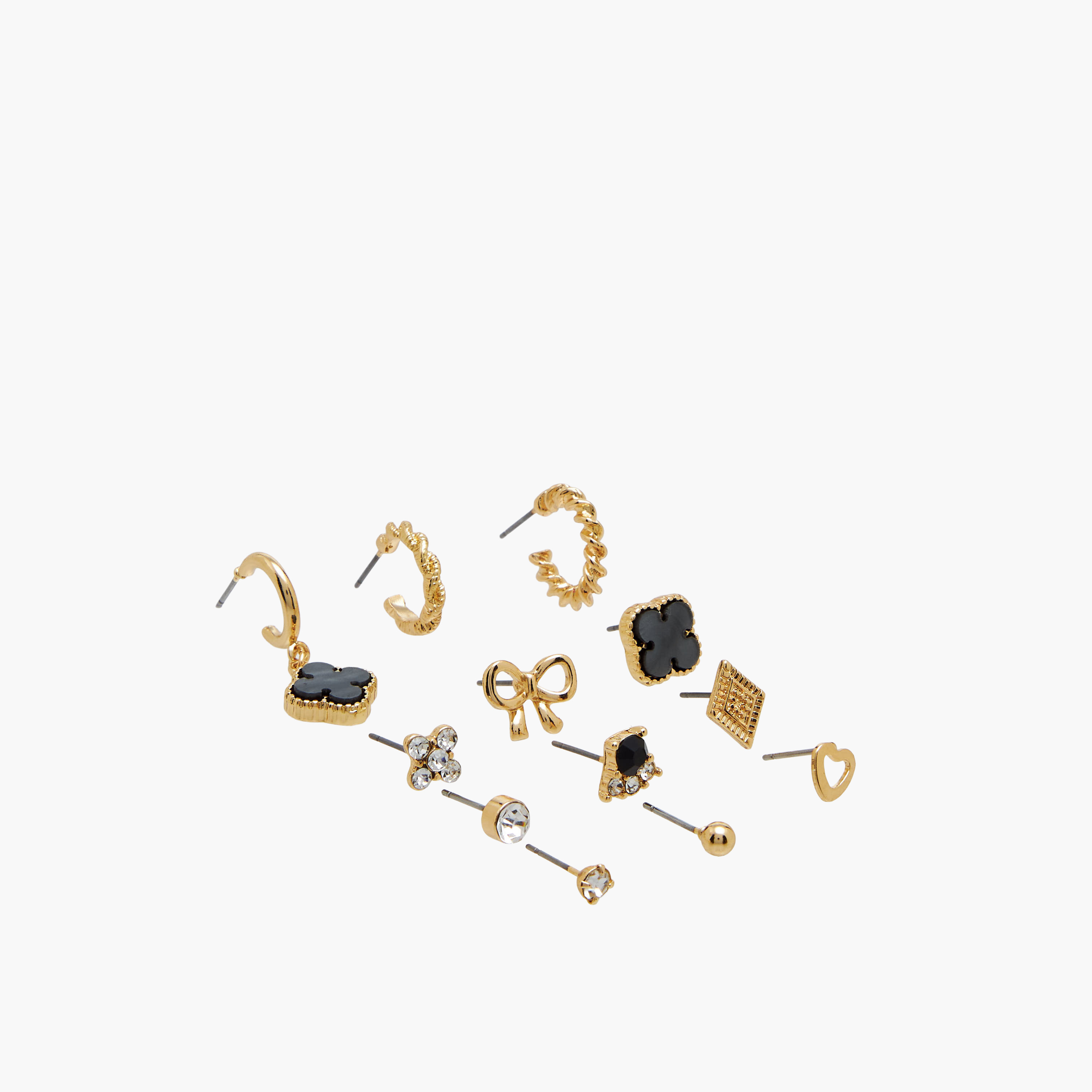 Pack of 12 Gold Finish Embellished Earrings with Pushback Closure-women-watchesandjewellery-jewellery-earrings-image-3
