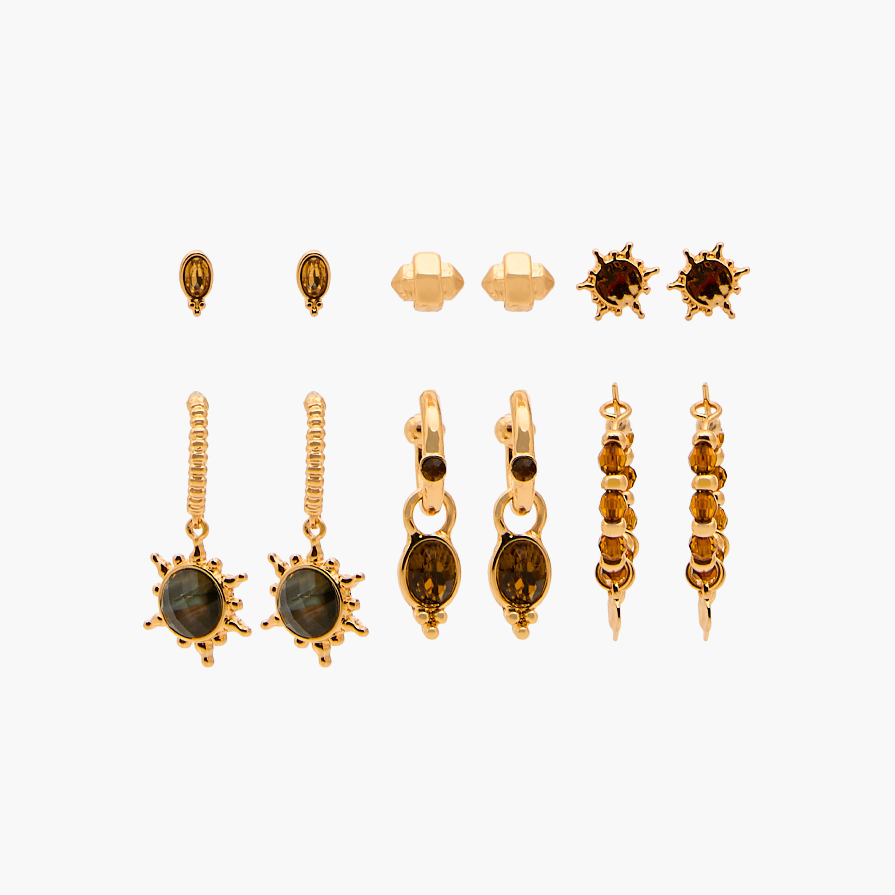 Pack of 6 Metallic Assorted Earrings with Pushback Closure-women-watchesandjewellery-jewellery-earrings-image-1