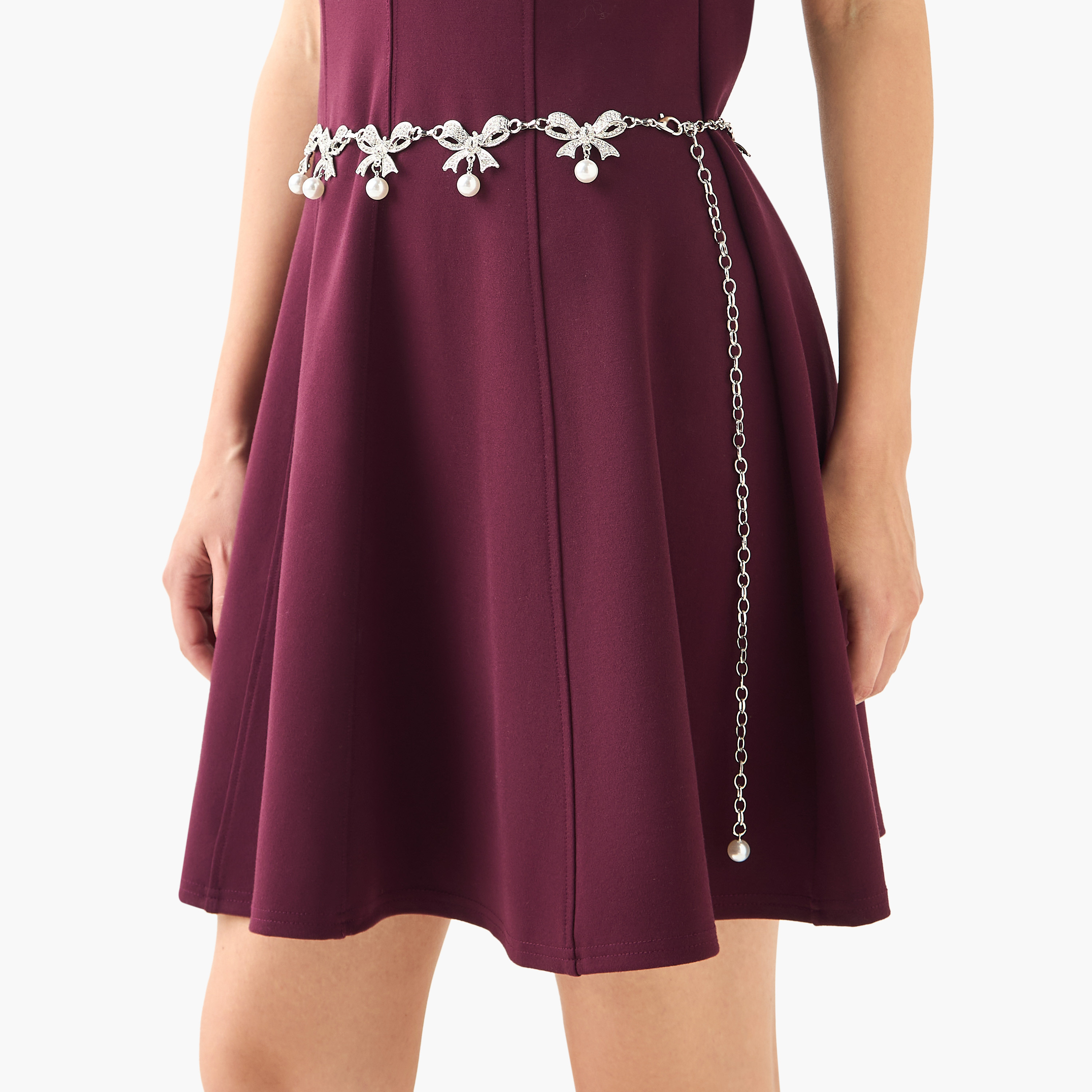 Metallic Waist Belt with Bow and Pearl Embellishments-women-clothingaccessories-belts-image-6
