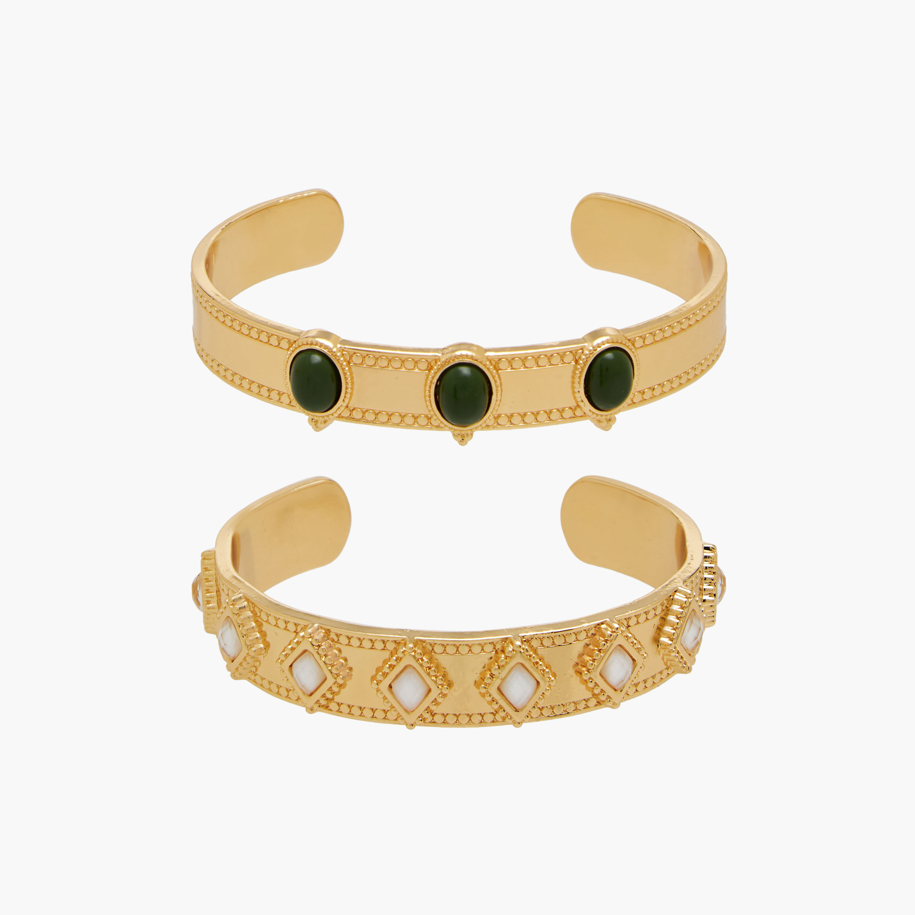 Pack of 2 - Gold Finish Stone Embellished Cuff Bracelet-women-watchesandjewellery-jewellery-banglesandbracelets-image-1