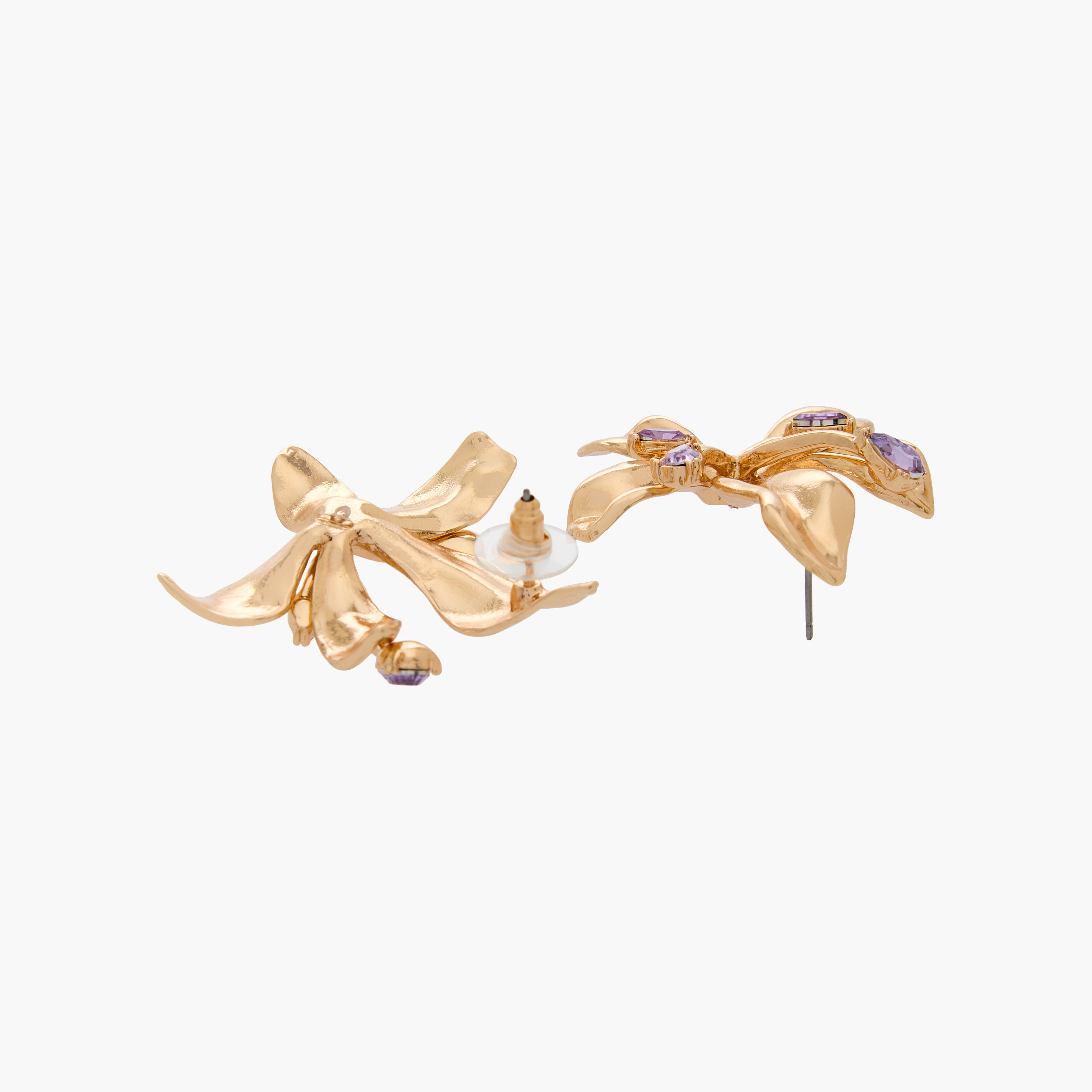 Metallic Floral Stud Earrings with Pushback Closure-women-watchesandjewellery-jewellery-earrings-image-4