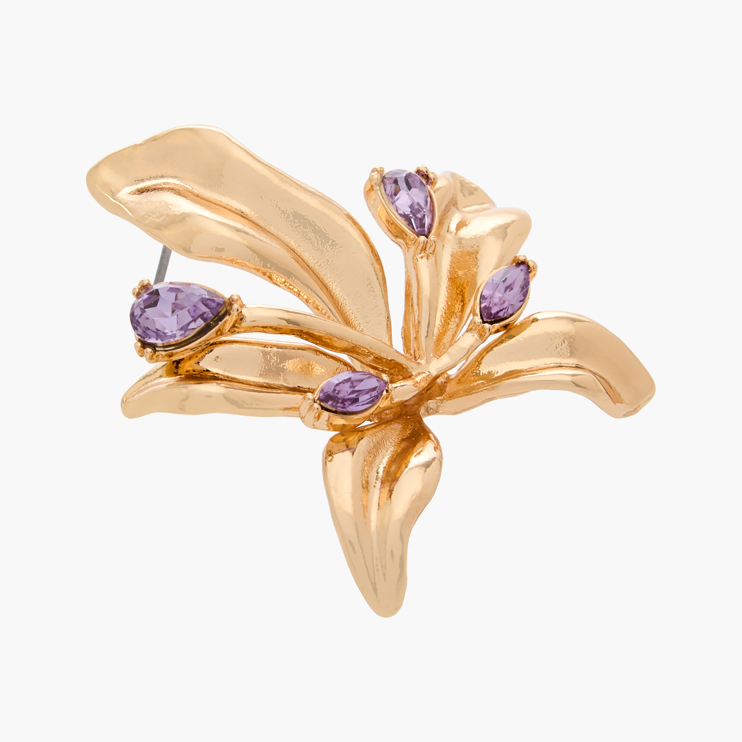Metallic Floral Stud Earrings with Pushback Closure-women-watchesandjewellery-jewellery-earrings-image-5