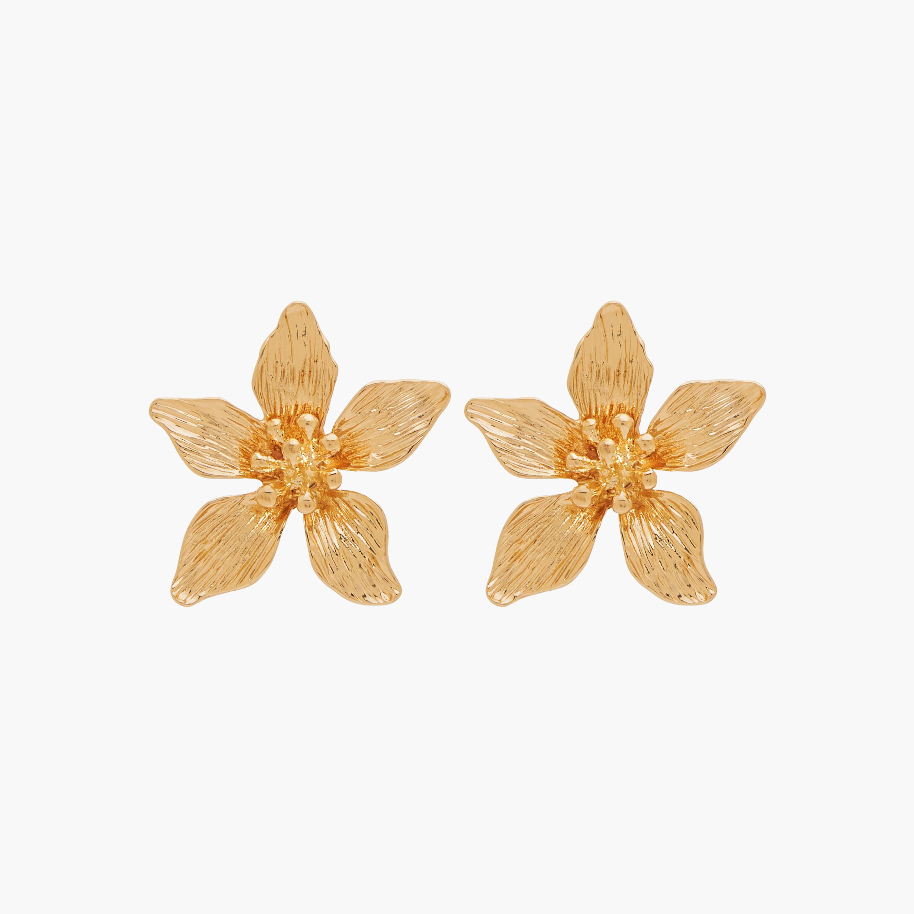 Gold Finish Floral Embellished Earrings with Pushback Closure-women-watchesandjewellery-jewellery-earrings-image-1