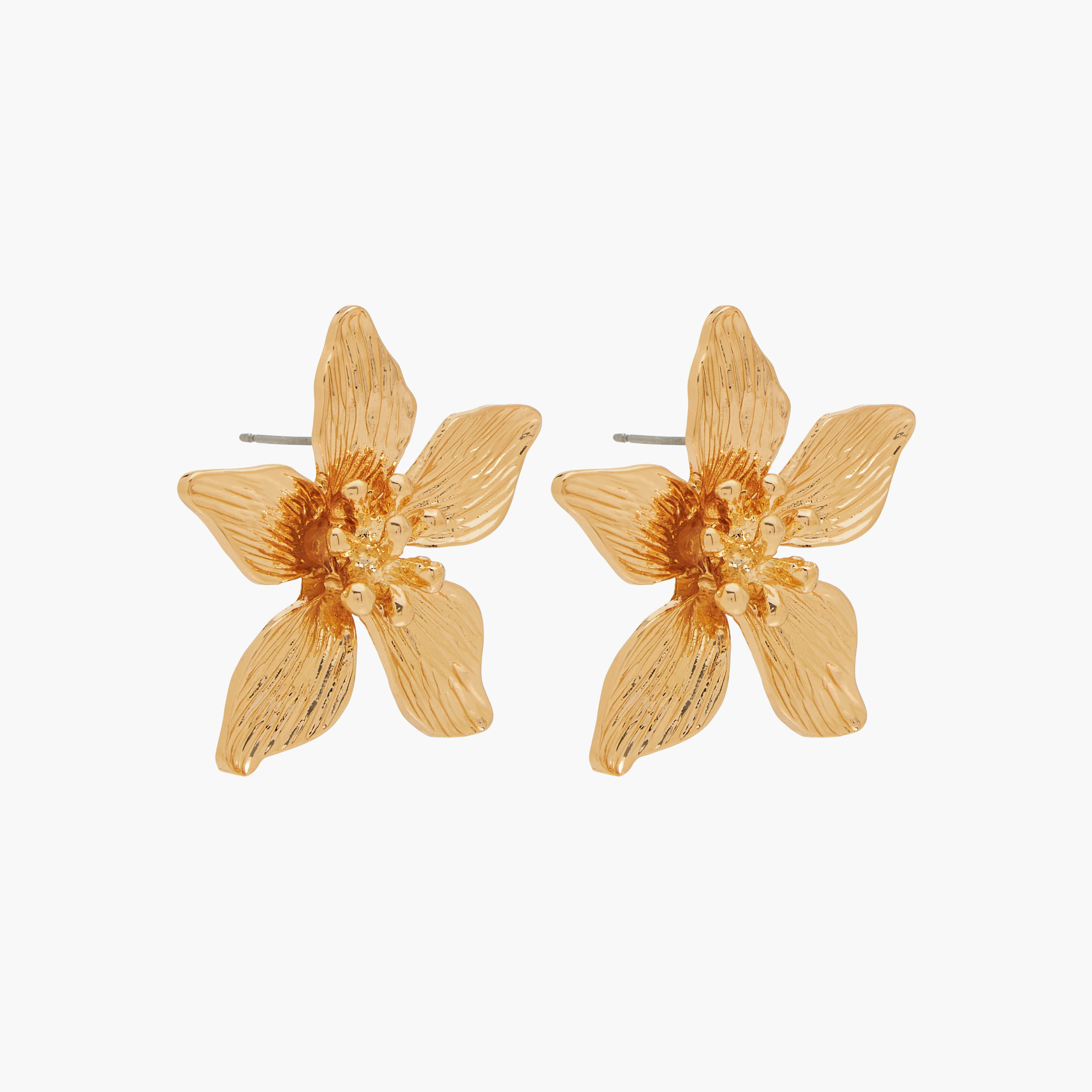 Gold Finish Floral Embellished Earrings with Pushback Closure-women-watchesandjewellery-jewellery-earrings-image-3