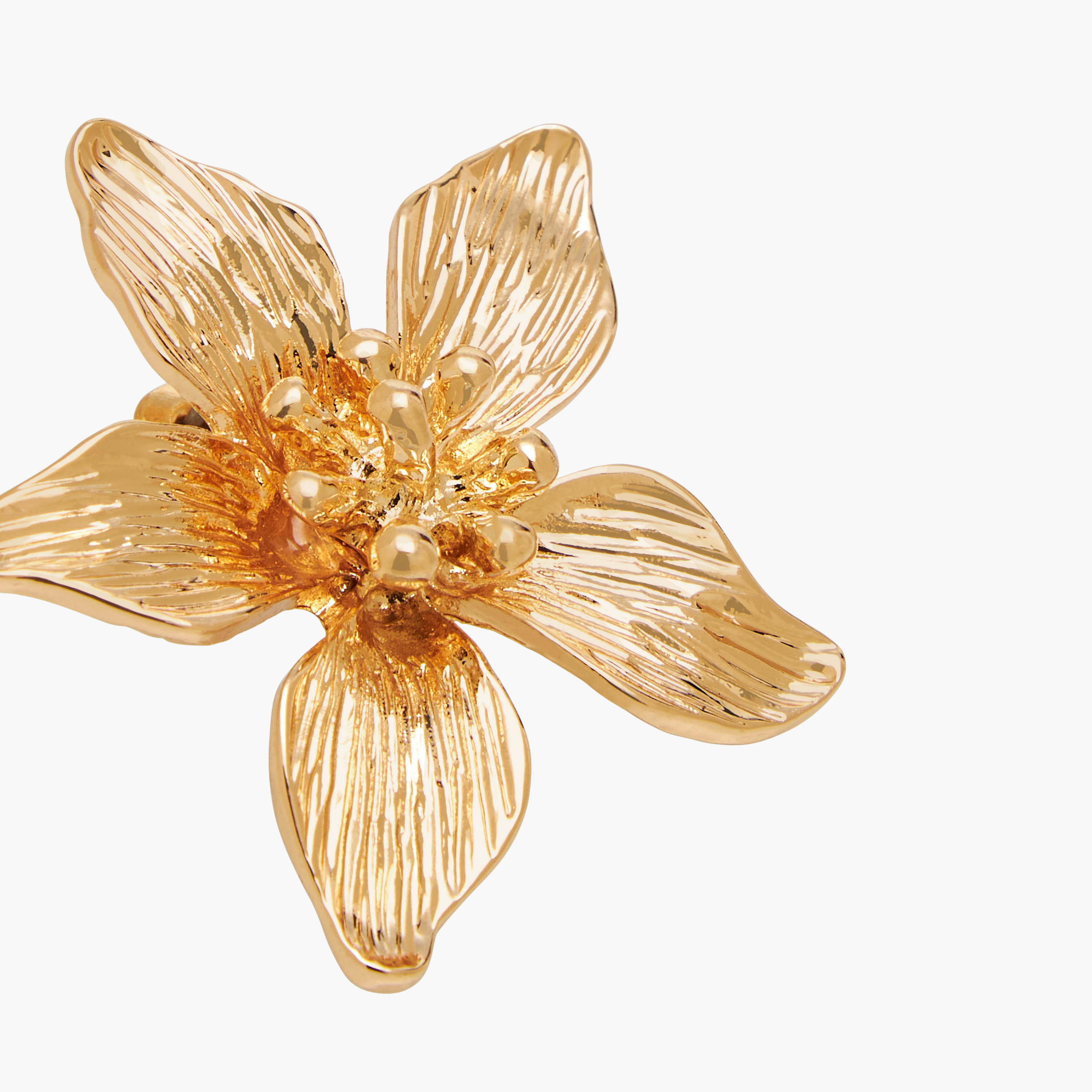 Gold Finish Floral Embellished Earrings with Pushback Closure-women-watchesandjewellery-jewellery-earrings-image-4