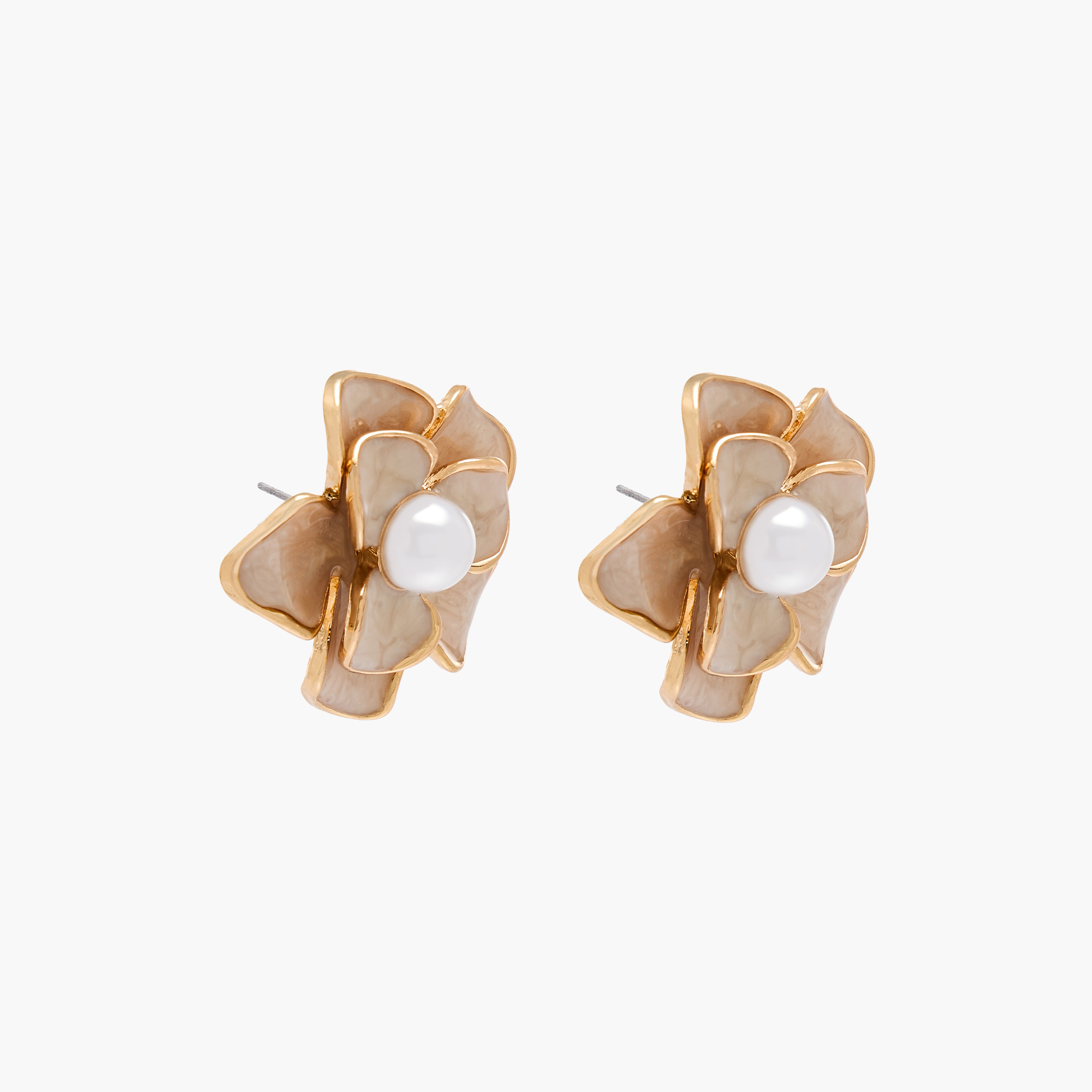 Floral Pearl Stud Earrings with Pushback Closure-women-watchesandjewellery-jewellery-earrings-image-3