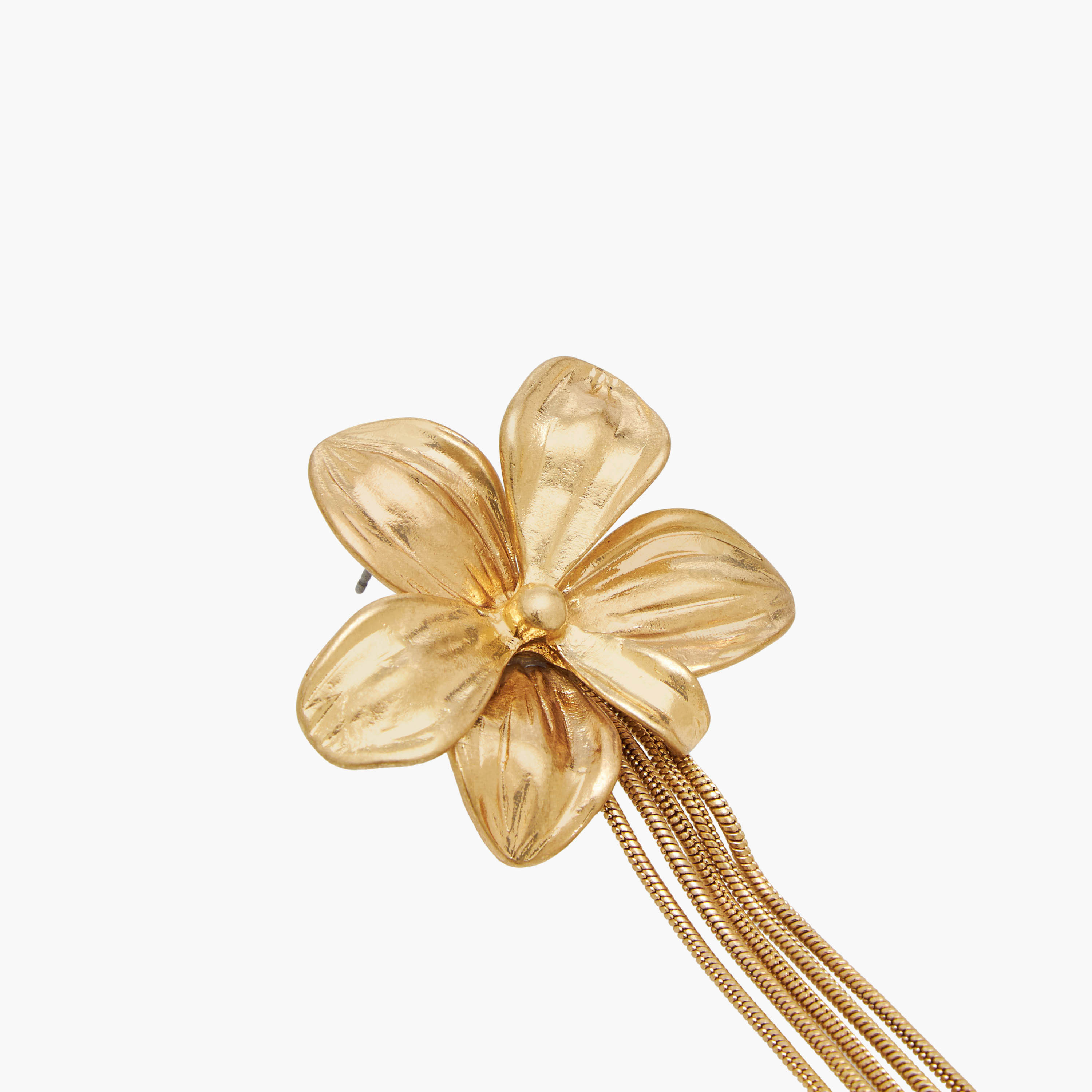Gold Finish Floral Shaped Tassel Drop Earrings with Pushback Closure-women-watchesandjewellery-jewellery-earrings-image-4