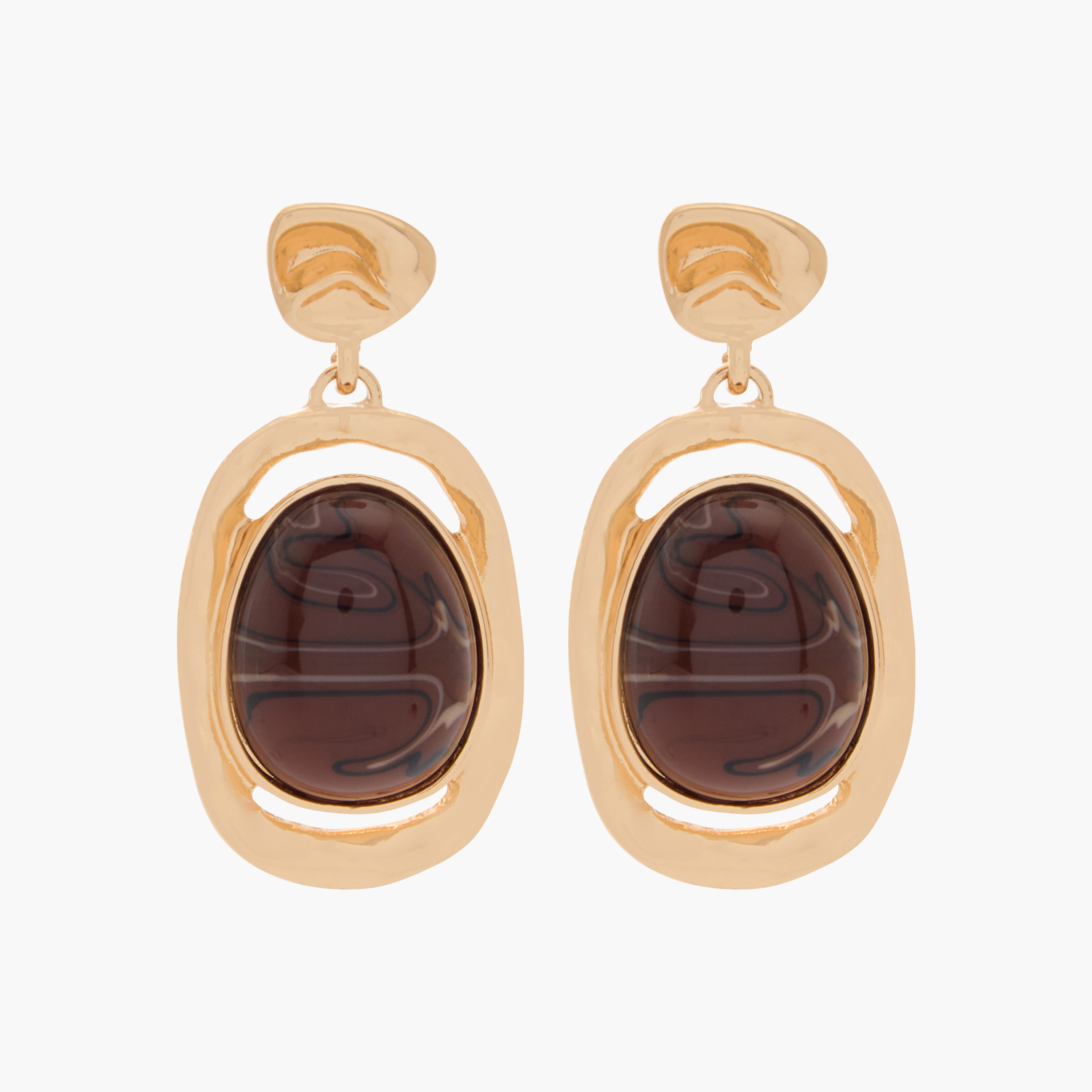 Metallic Embellished Drop Earrings with Pushback Closure-women-watchesandjewellery-jewellery-earrings-image-1