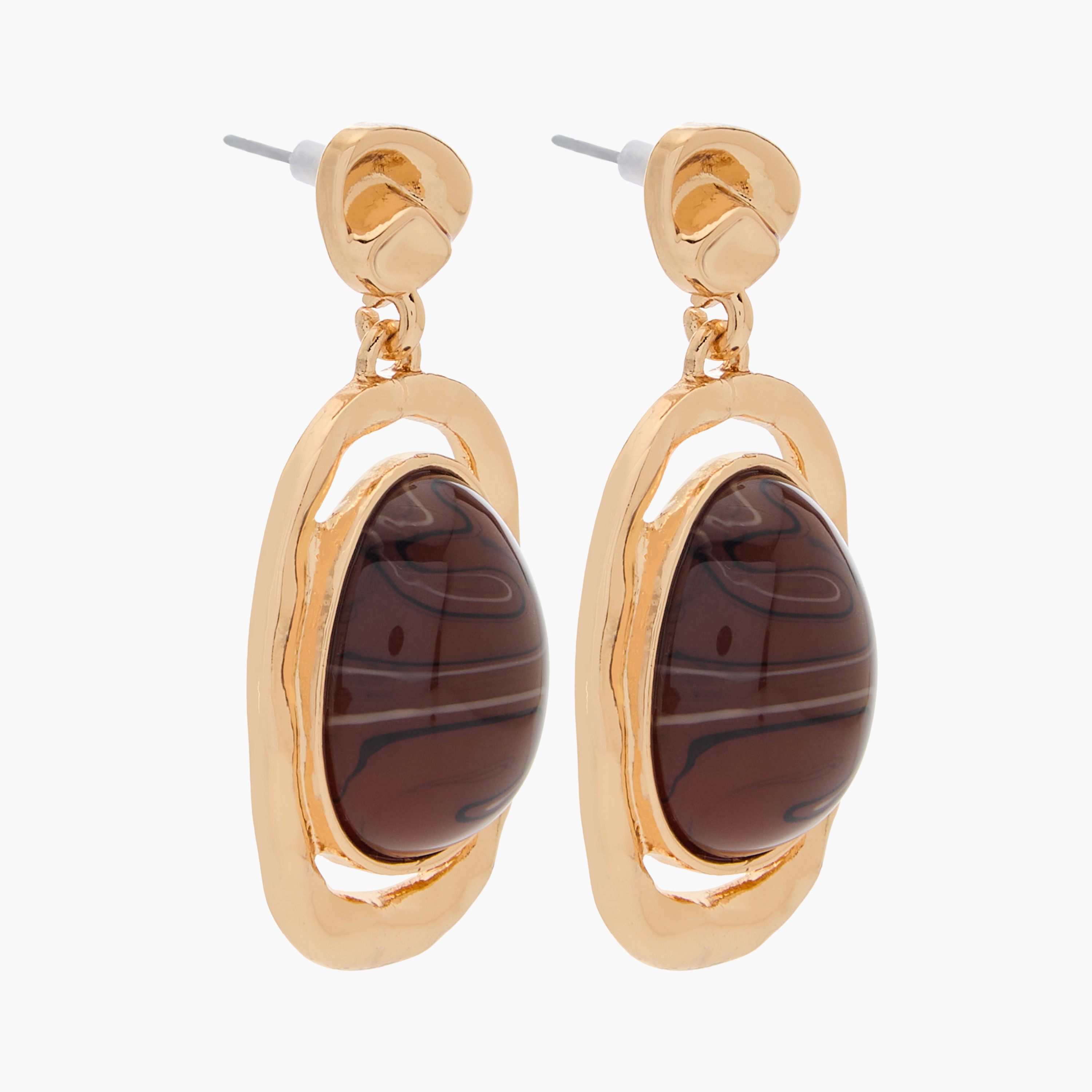 Metallic Embellished Drop Earrings with Pushback Closure-women-watchesandjewellery-jewellery-earrings-image-3