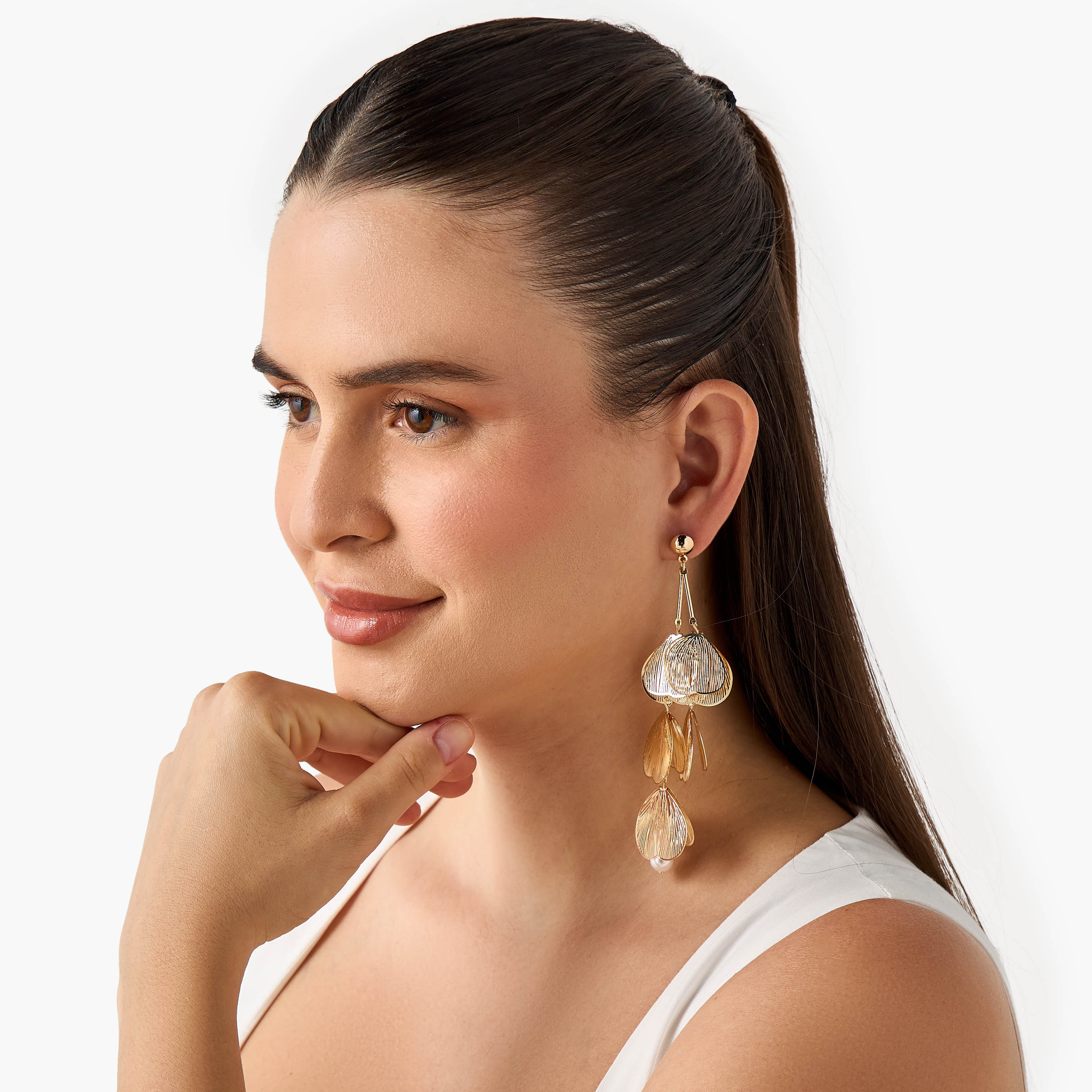 Metallic Drop Earrings with Pushback Closure-women-watchesandjewellery-jewellery-earrings-image-2