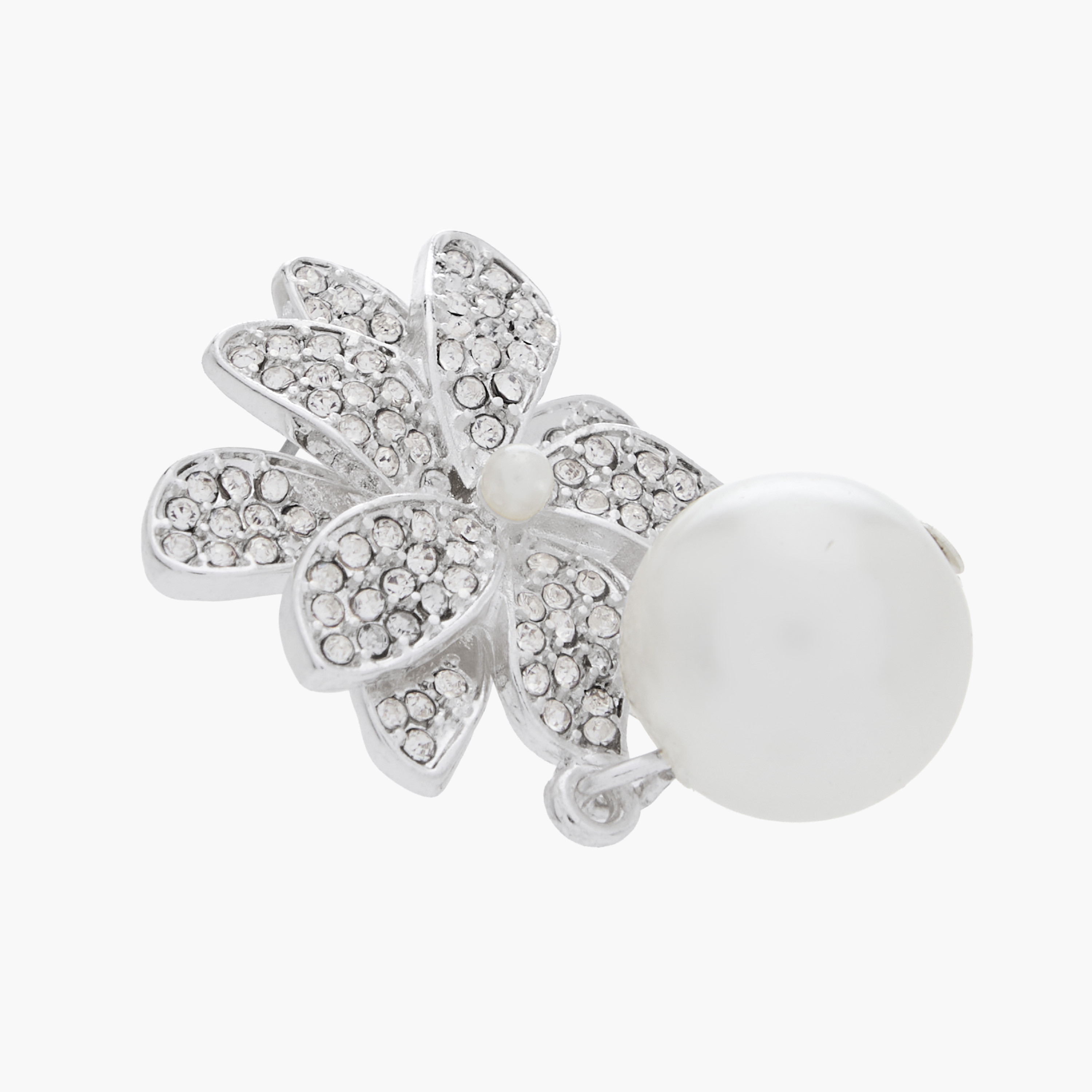 Silver Tone Floral Drop Earrings with Pushback Closure-women-watchesandjewellery-jewellery-earrings-image-5