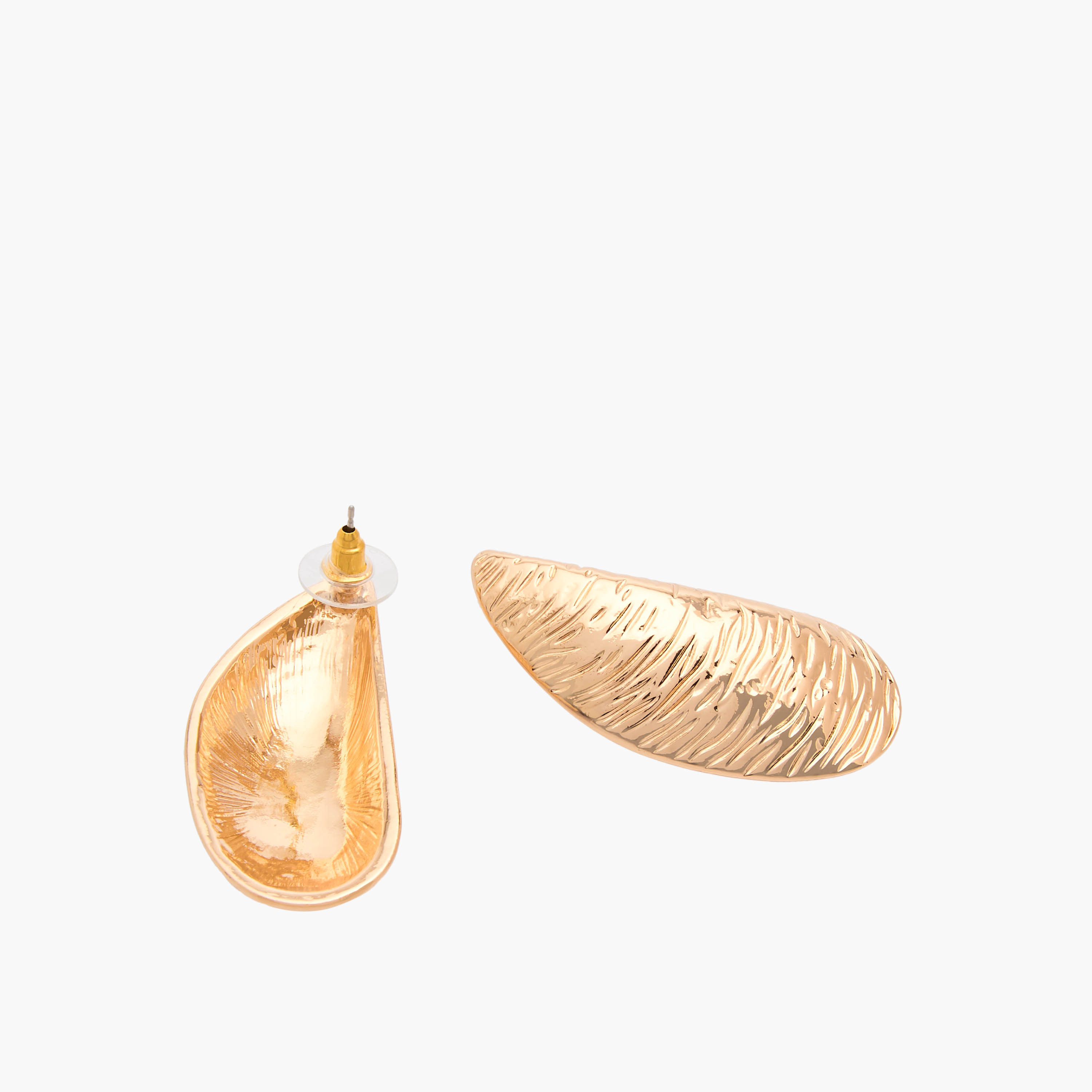 Gold Finish Shell Shaped Stud Earrings with Pushback Closure-women-watchesandjewellery-jewellery-earrings-image-6