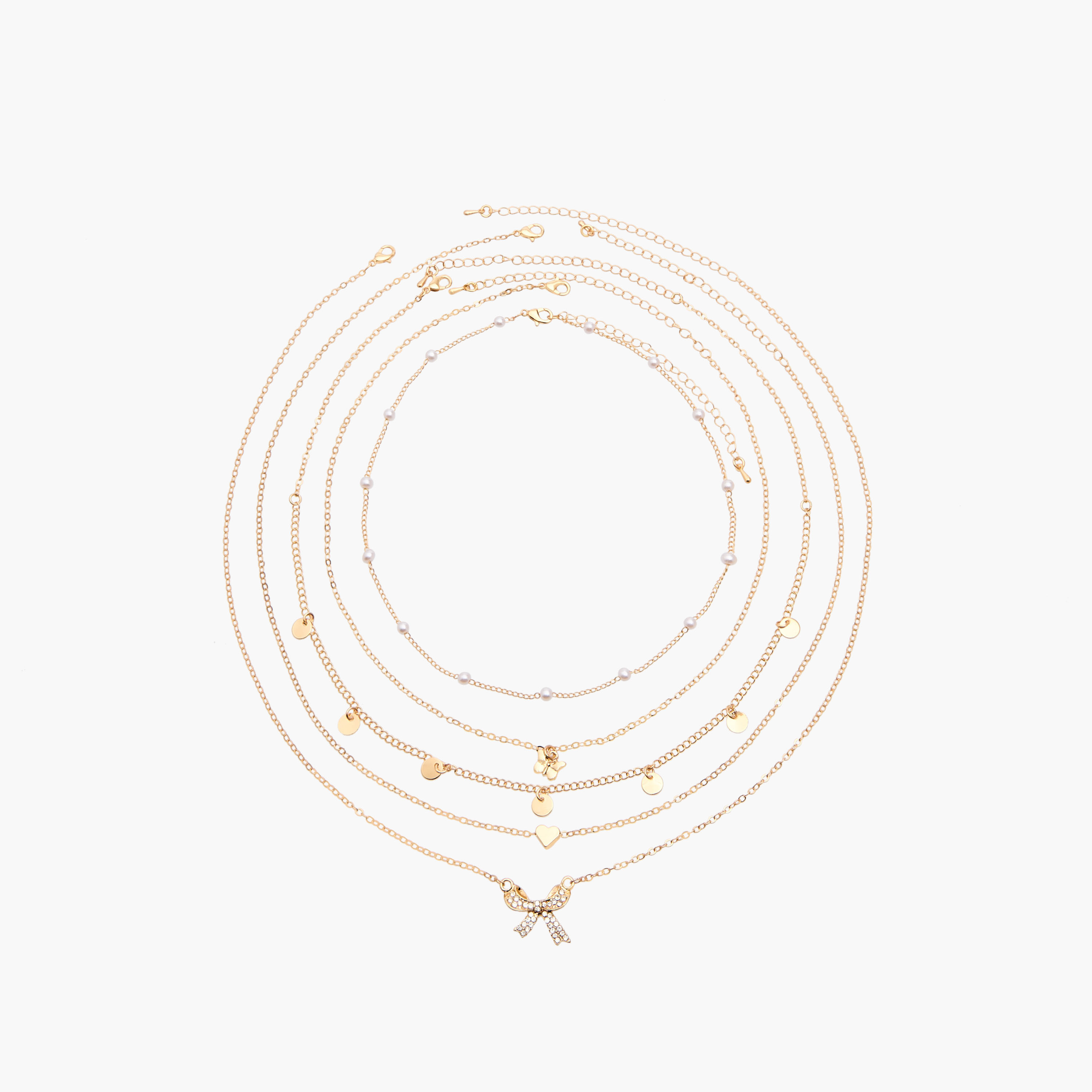 عقد ميتالك بتفاصيل زينة - طقم 5 قطع-women-watchesandjewellery-jewellery-necklacesandpendants-image-1