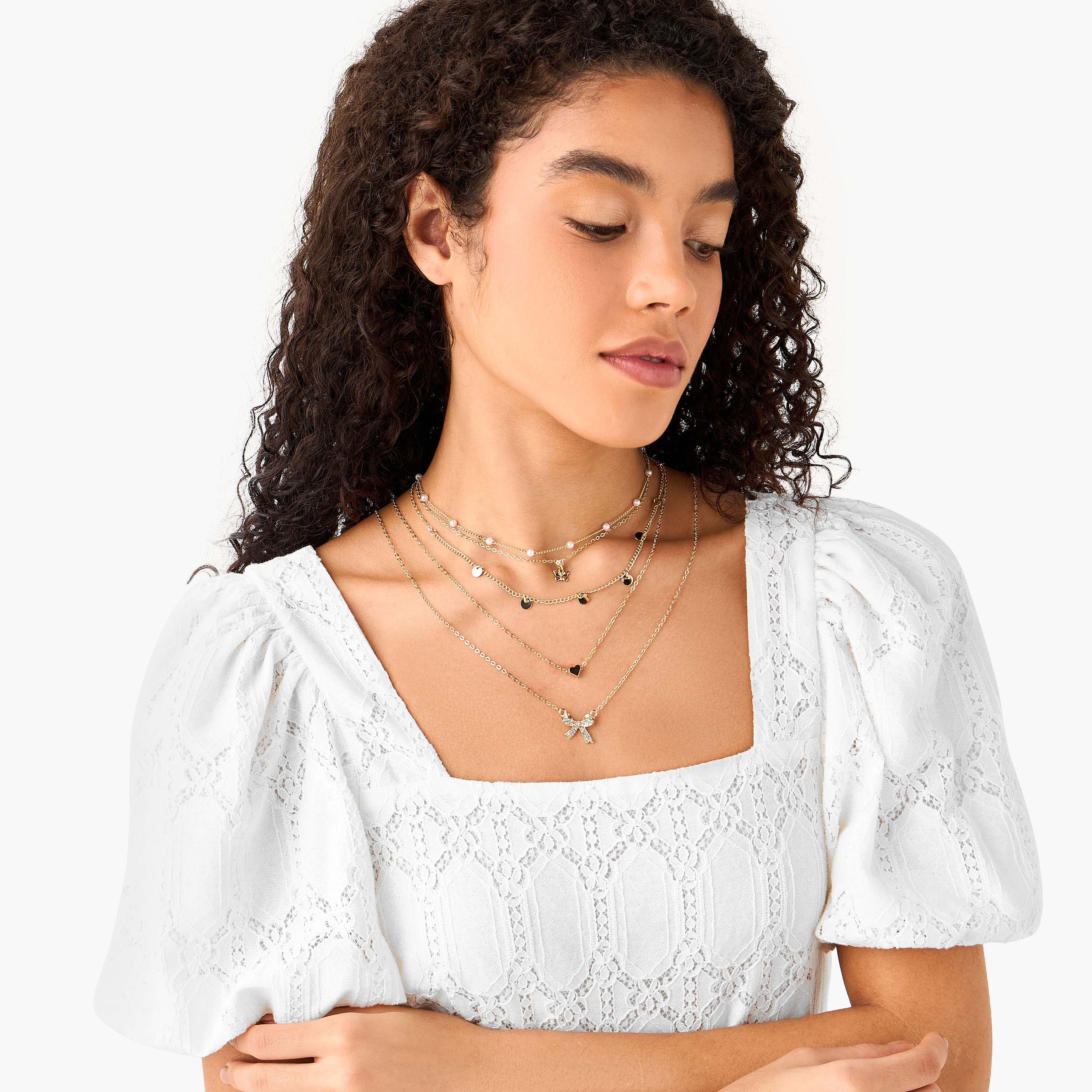 عقد ميتالك بتفاصيل زينة - طقم 5 قطع-women-watchesandjewellery-jewellery-necklacesandpendants-image-2