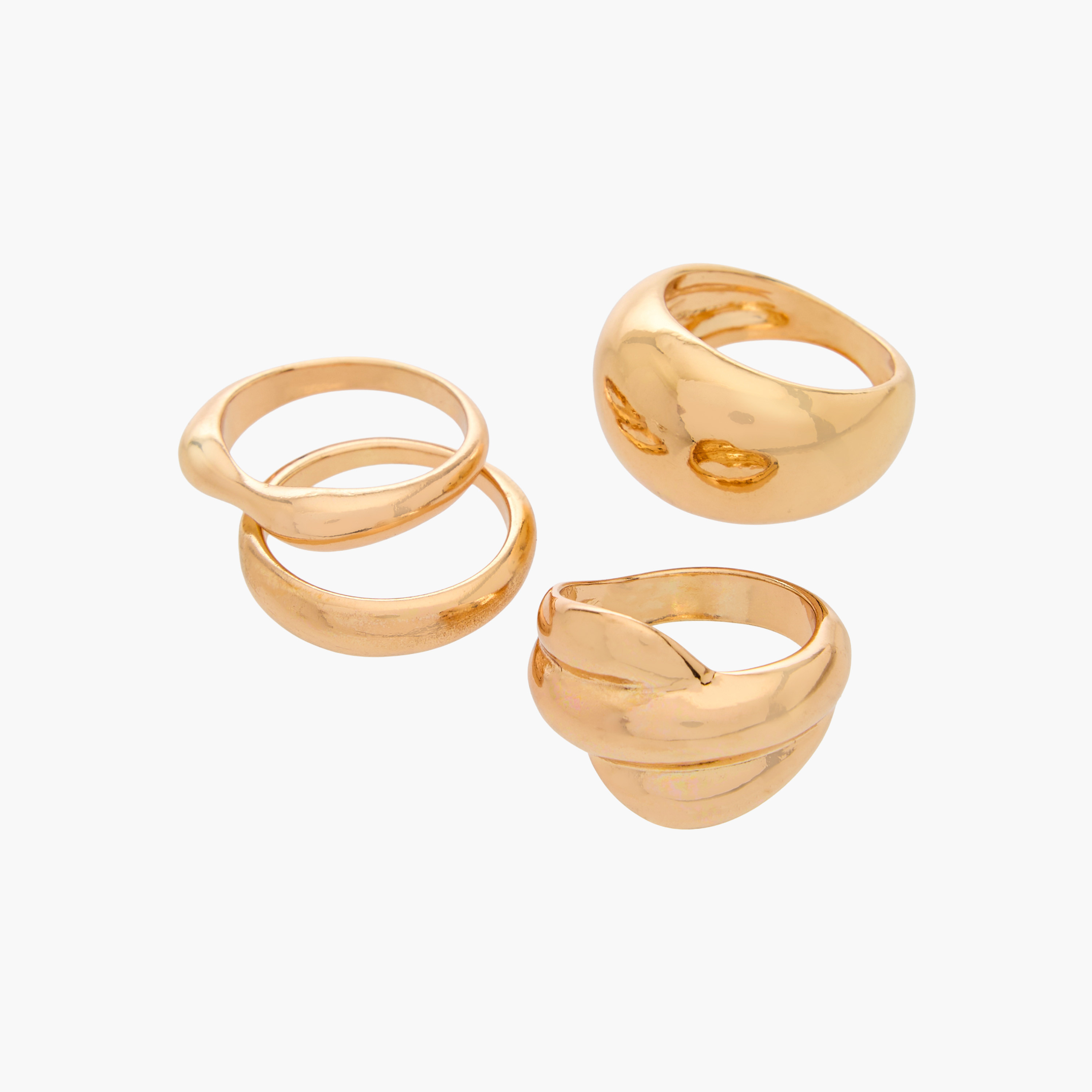 Set of 4 - Gold Tone Ring with Chunky Design-women-watchesandjewellery-jewellery-rings-image-3