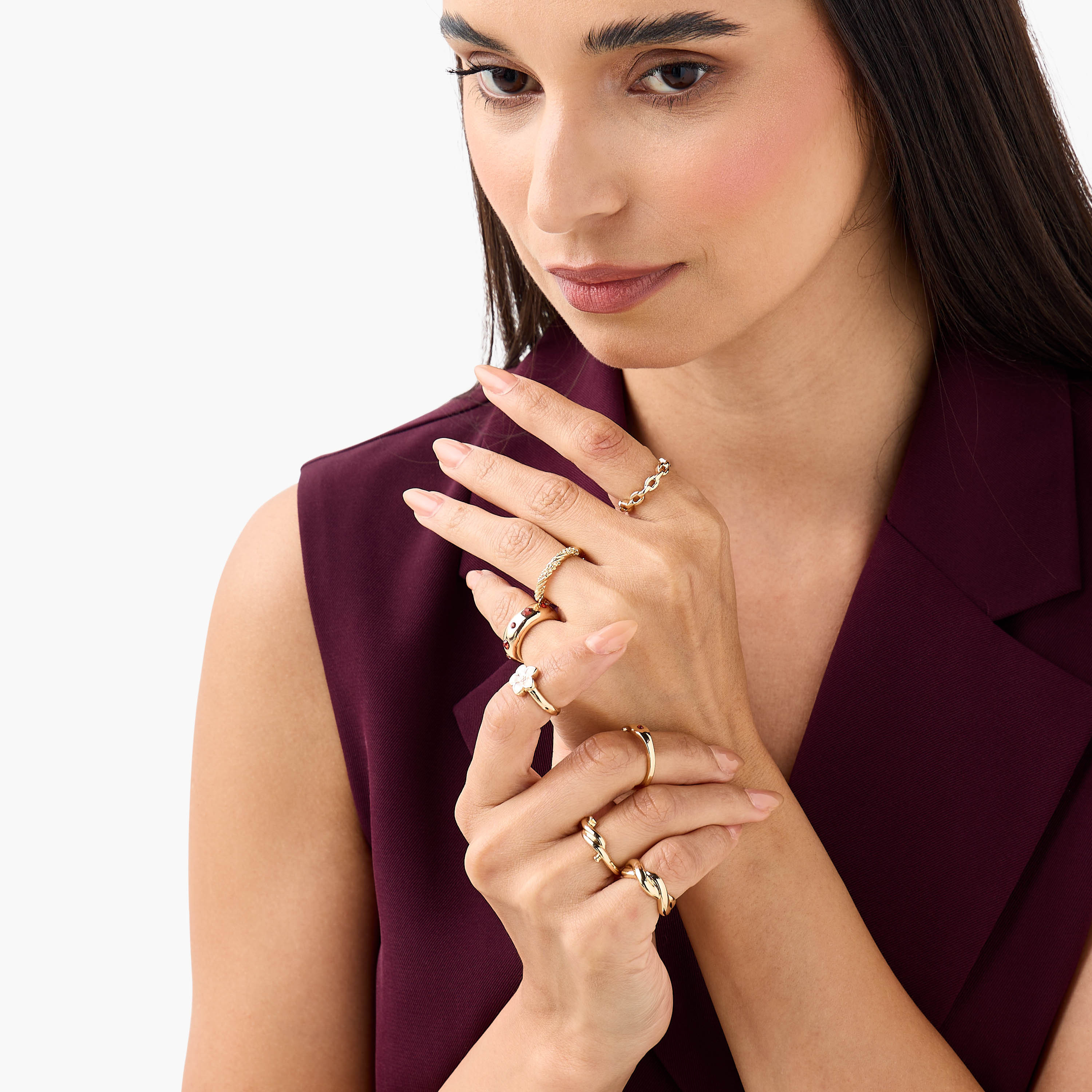 Pack of 7 - Metallic Ring-women-watchesandjewellery-jewellery-rings-image-2