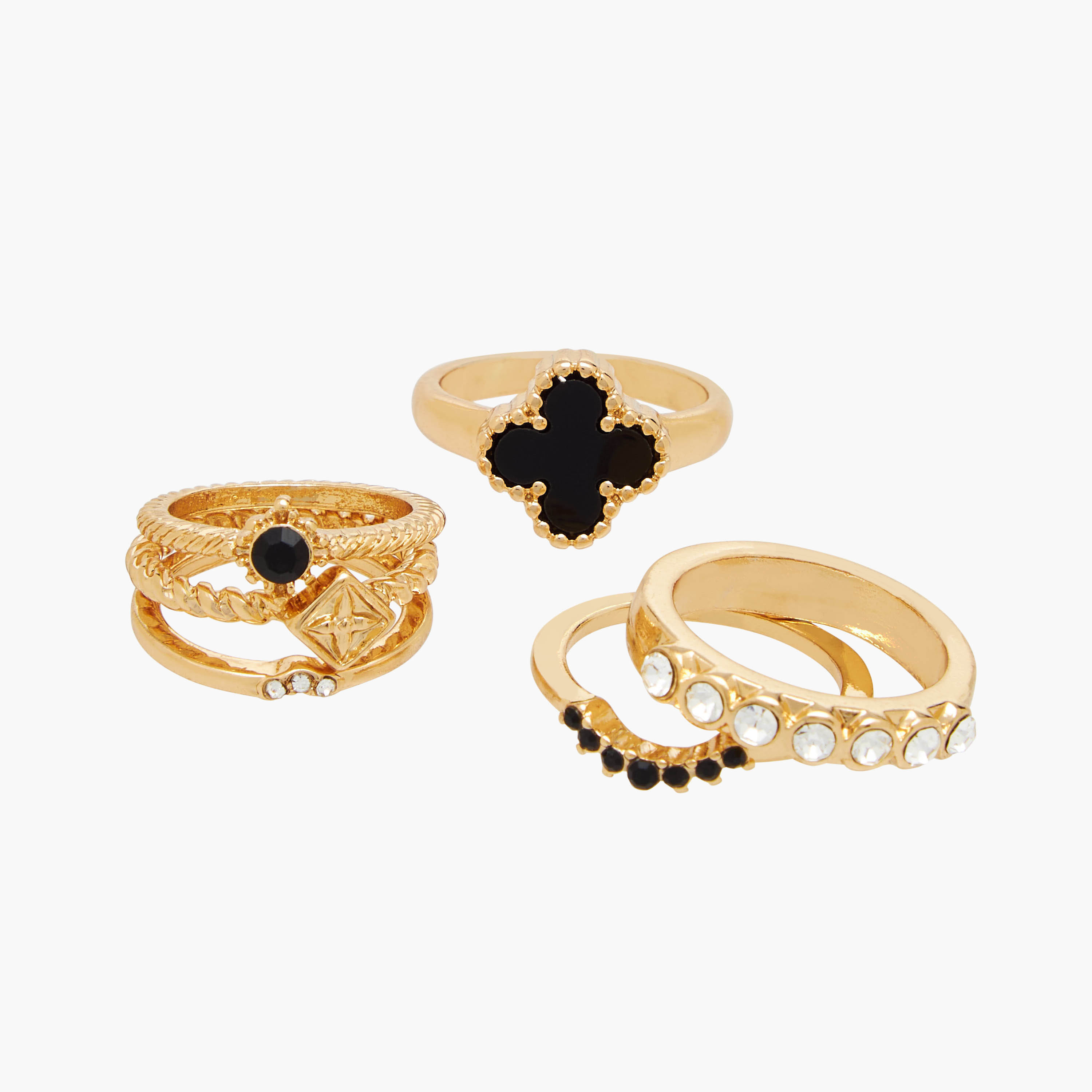 Pack of 6 - Embellished Metallic Ring-women-watchesandjewellery-jewellery-rings-image-3