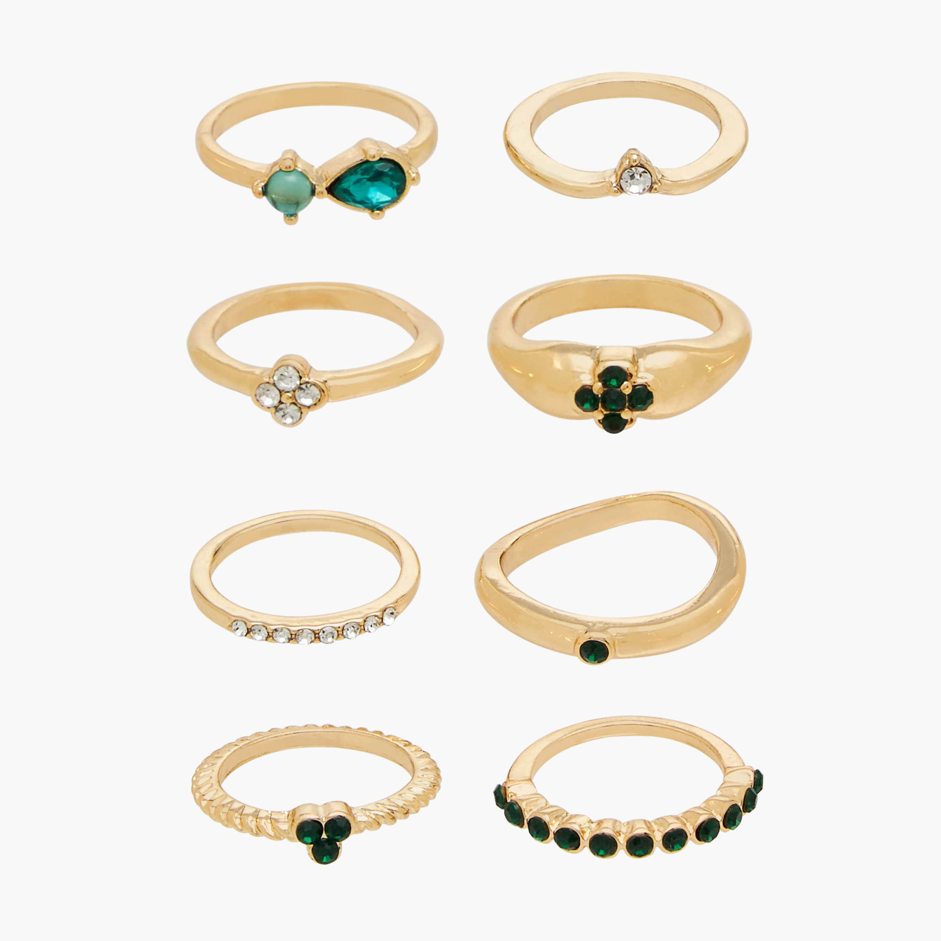 Pack of 8 - Metallic Ring-women-watchesandjewellery-jewellery-rings-image-1
