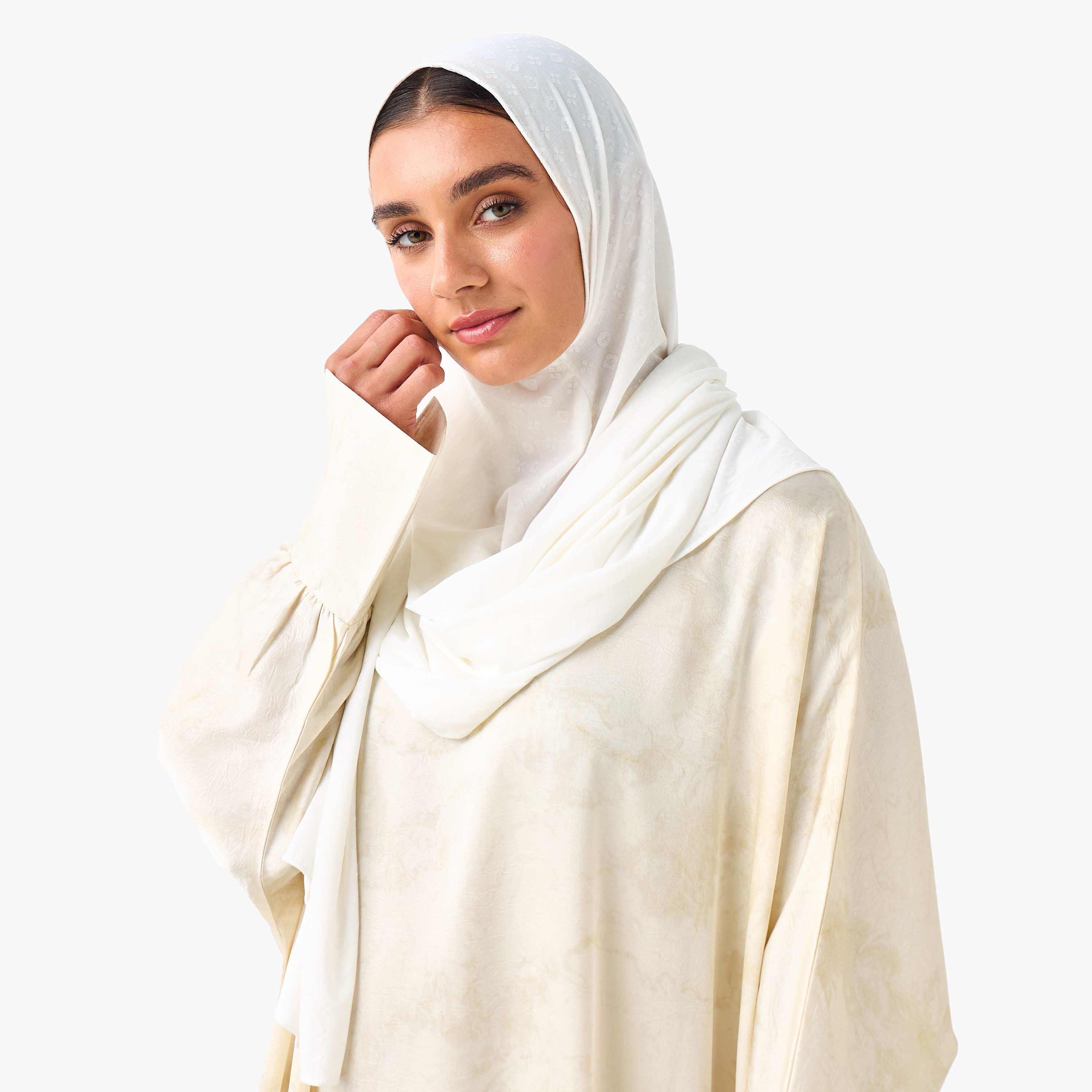 Hijab Jacquard Cream-women-winterwear-scarves-image-1