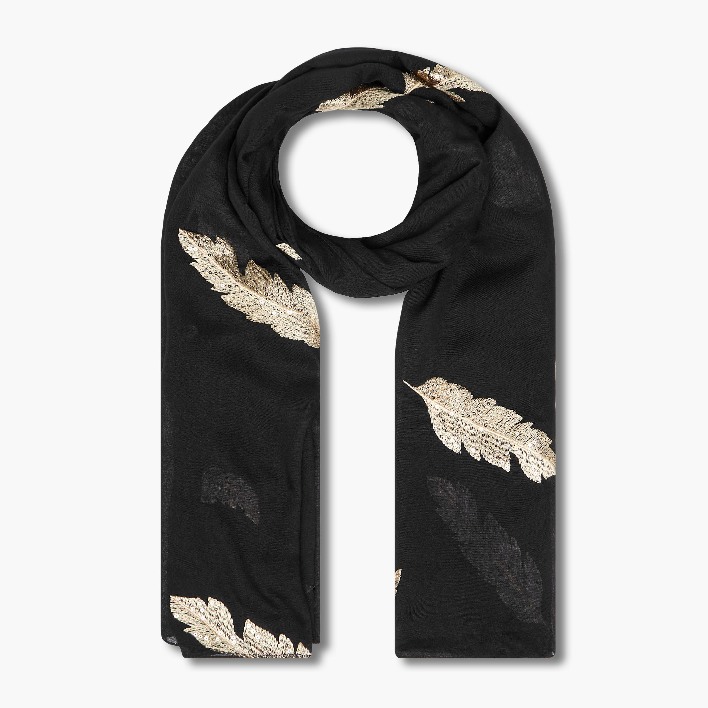 Scarf Feather Embroidered-women-winterwear-scarves-image-1