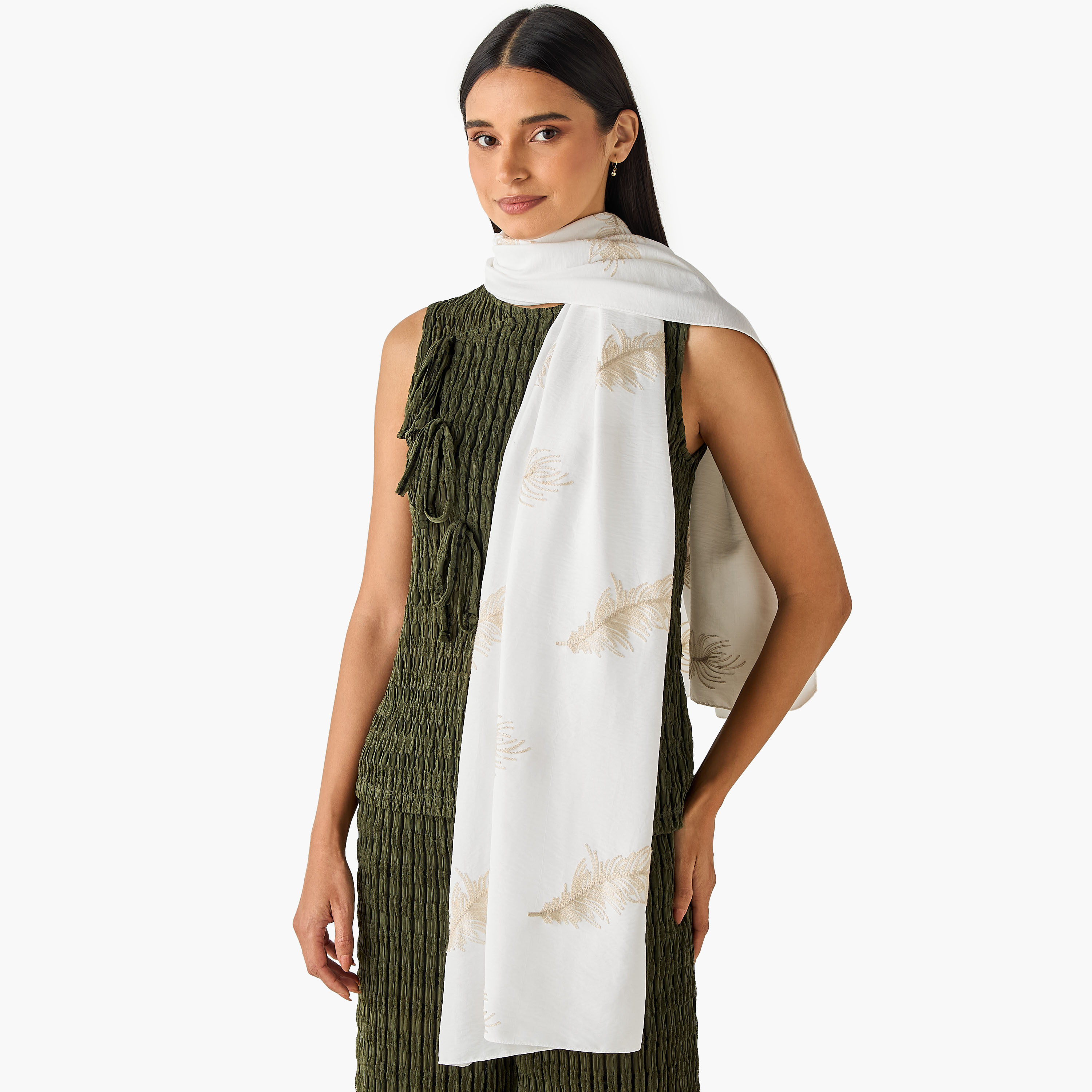 Scarf Feather Embroidered-women-winterwear-scarves-image-2