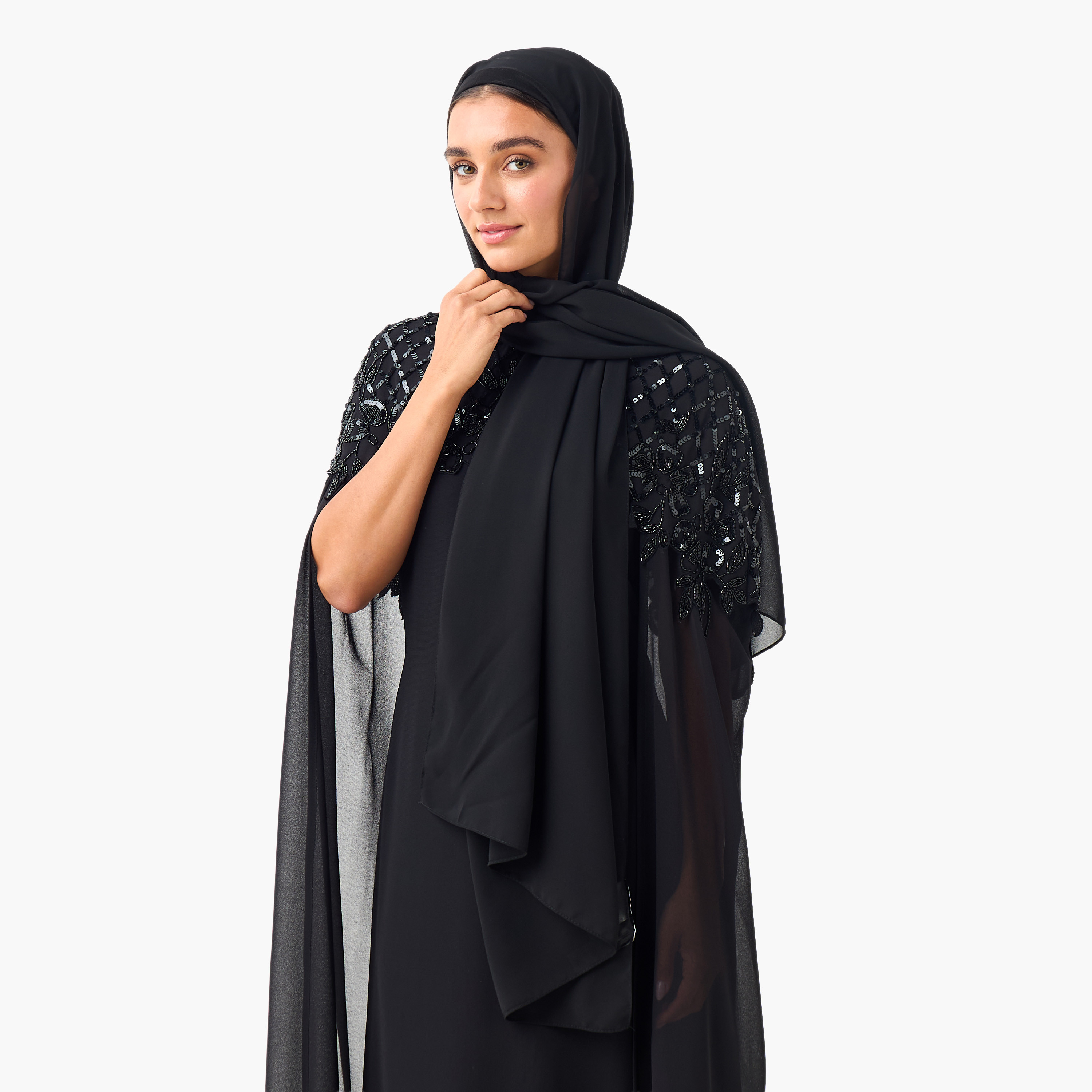 Hijab Textured Black-women-winterwear-scarves-image-3