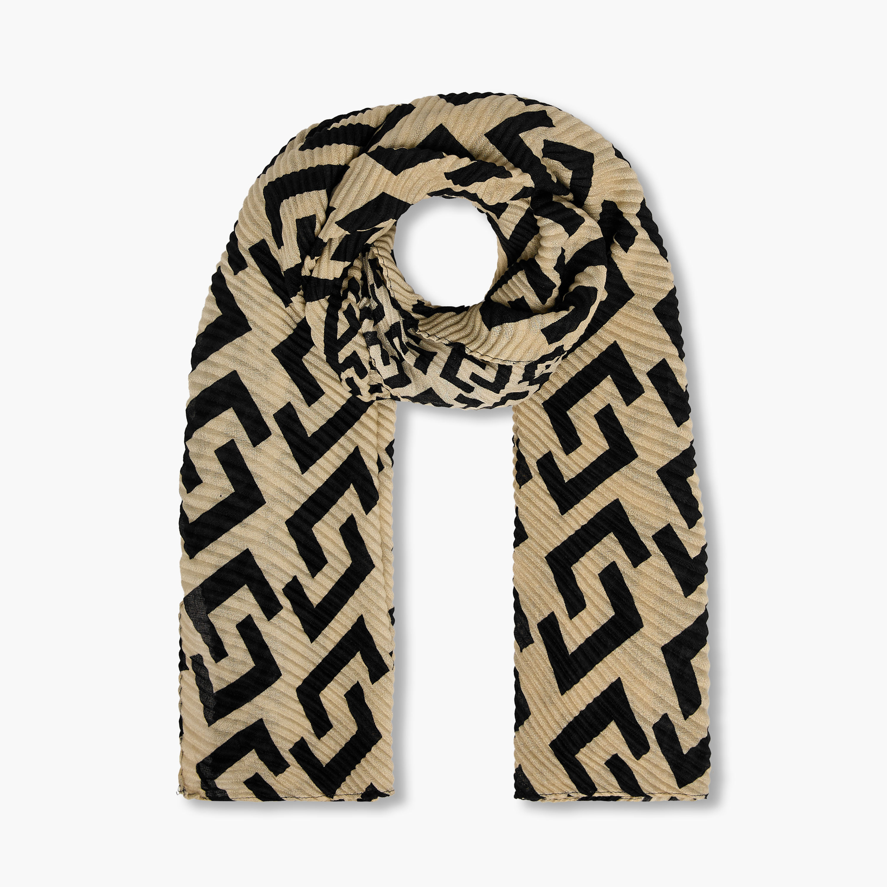 Pleated Scarf Monogram Print-women-winterwear-scarves-image-1