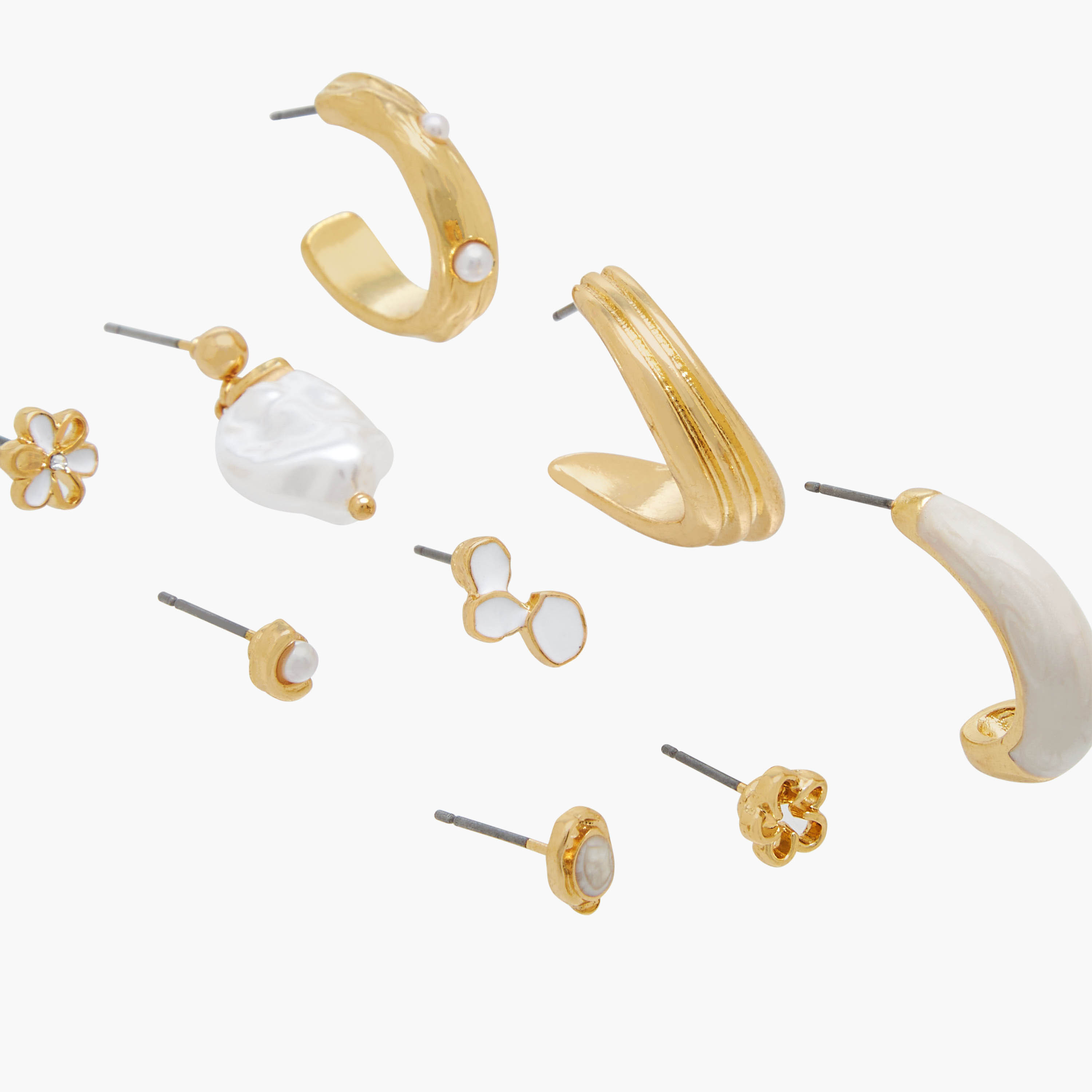 Pack of 9 Gold Finish Assorted Earrings with Pushback Closure-women-watchesandjewellery-jewellery-earrings-image-4