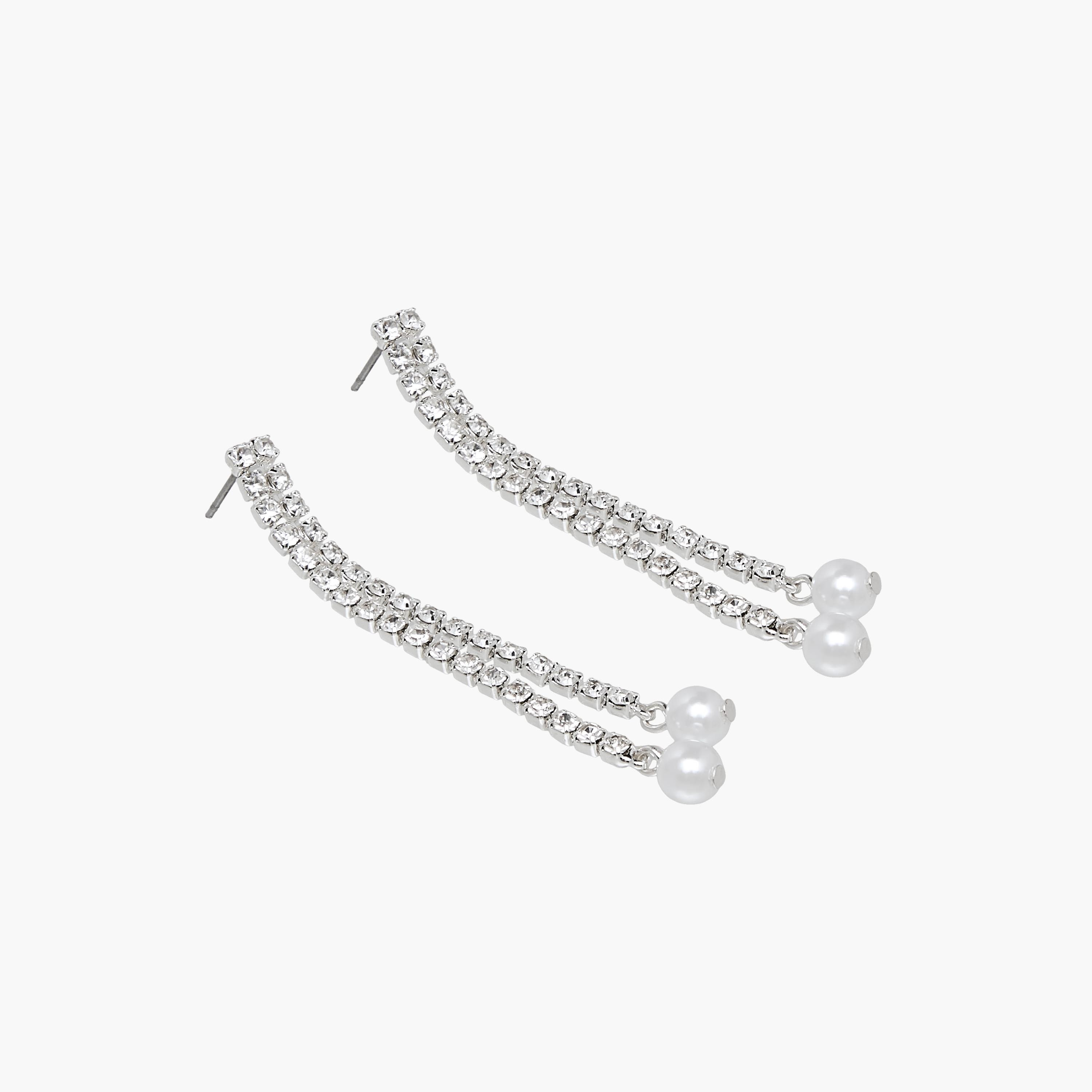 Gloo Pack of 3 Silver Tone Pearl Dangler Earrings with Pushback Closure-women-watchesandjewellery-jewellery-earrings-image-4