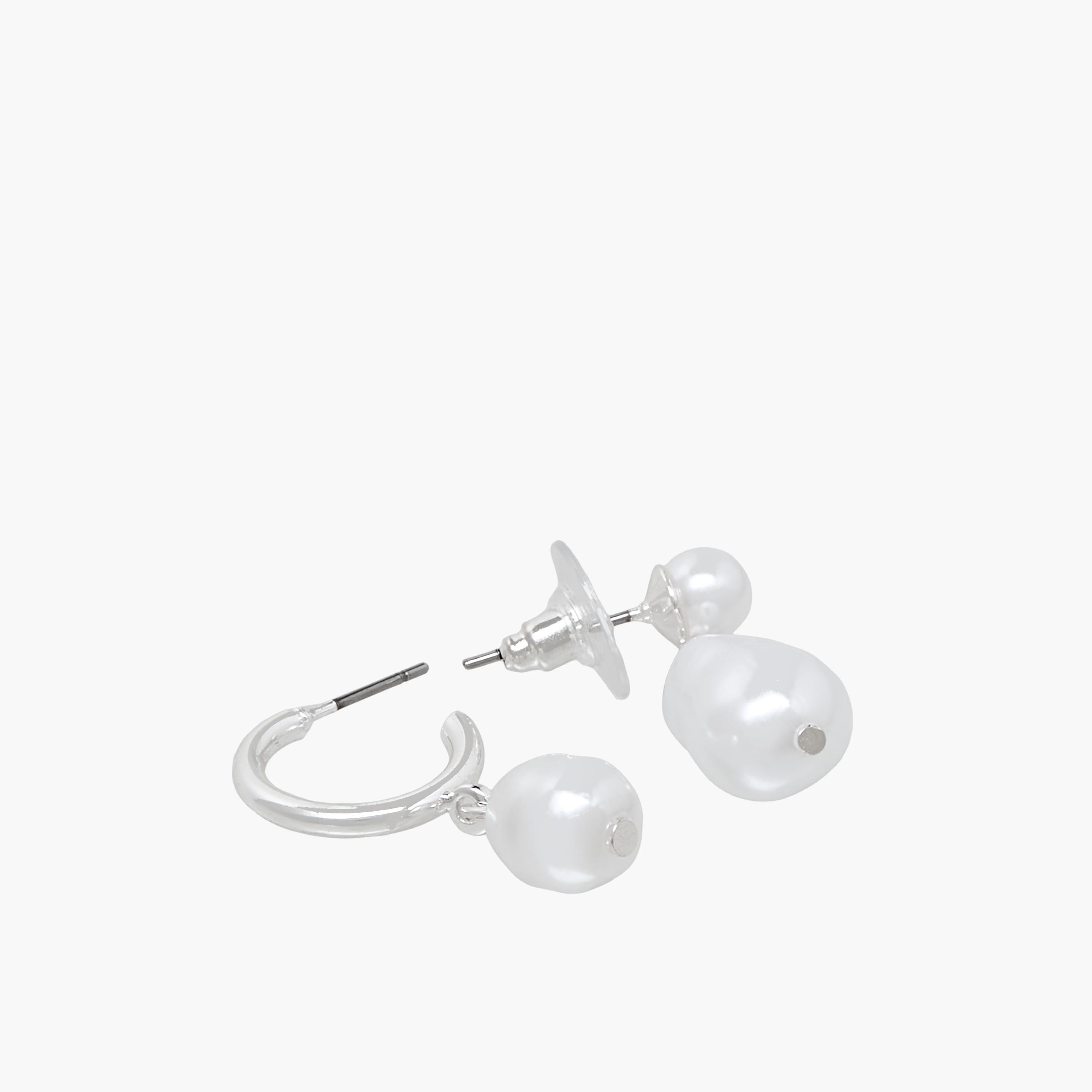 Gloo Pack of 3 Silver Tone Pearl Dangler Earrings with Pushback Closure-women-watchesandjewellery-jewellery-earrings-image-7