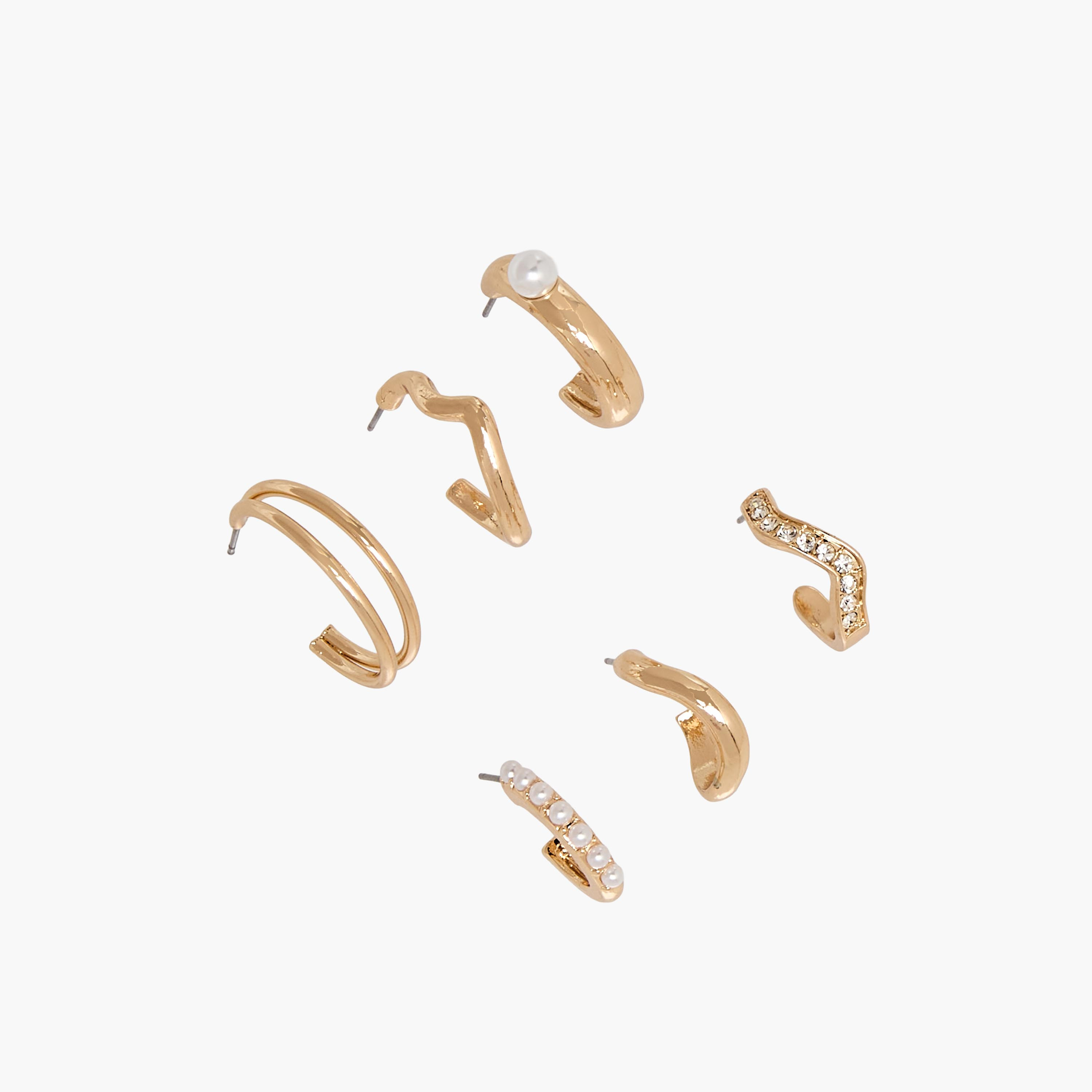 Gloo Pack of 6 Gold Tone Earrings with Pushback Closure-women-watchesandjewellery-jewellery-earrings-image-2