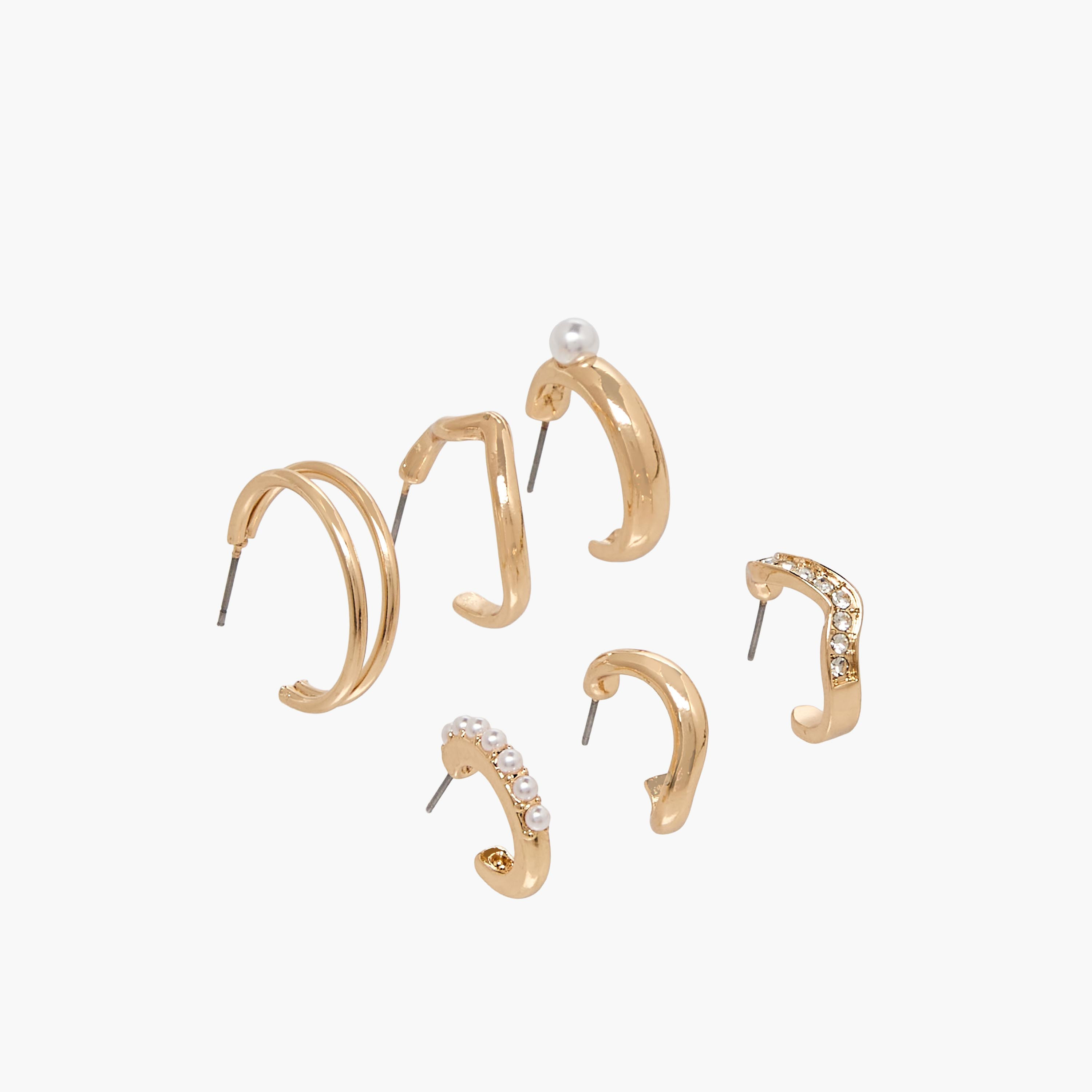 Gloo Pack of 6 Gold Tone Earrings with Pushback Closure-women-watchesandjewellery-jewellery-earrings-image-3