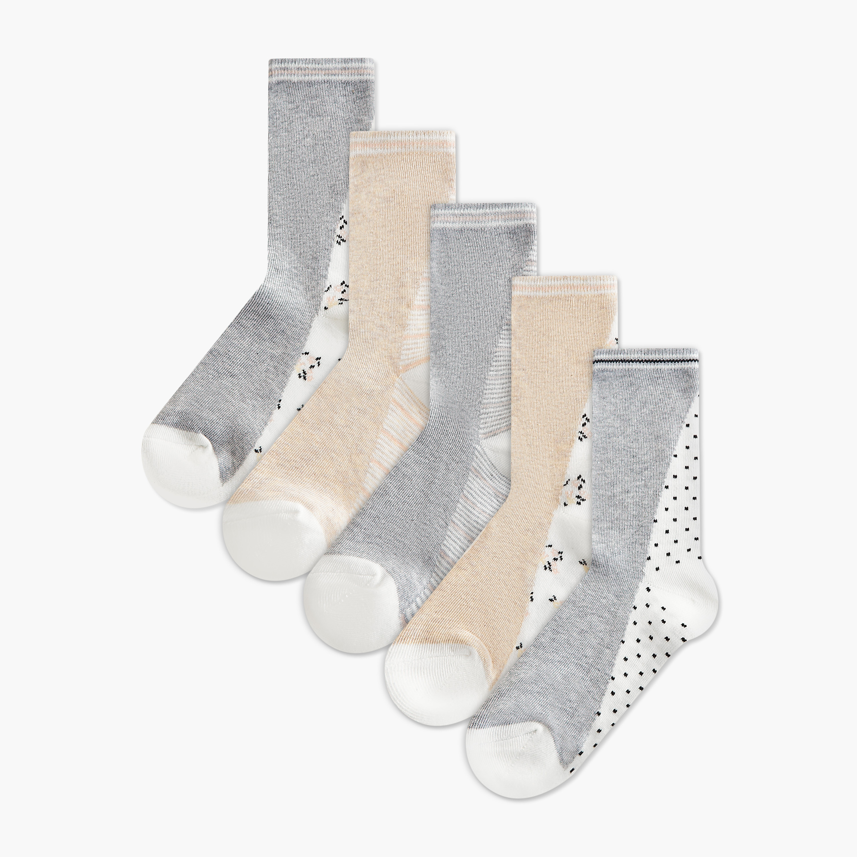 طقم جوارب 5 أزواج بطول الكاحل-women-socksandstockings-image-1