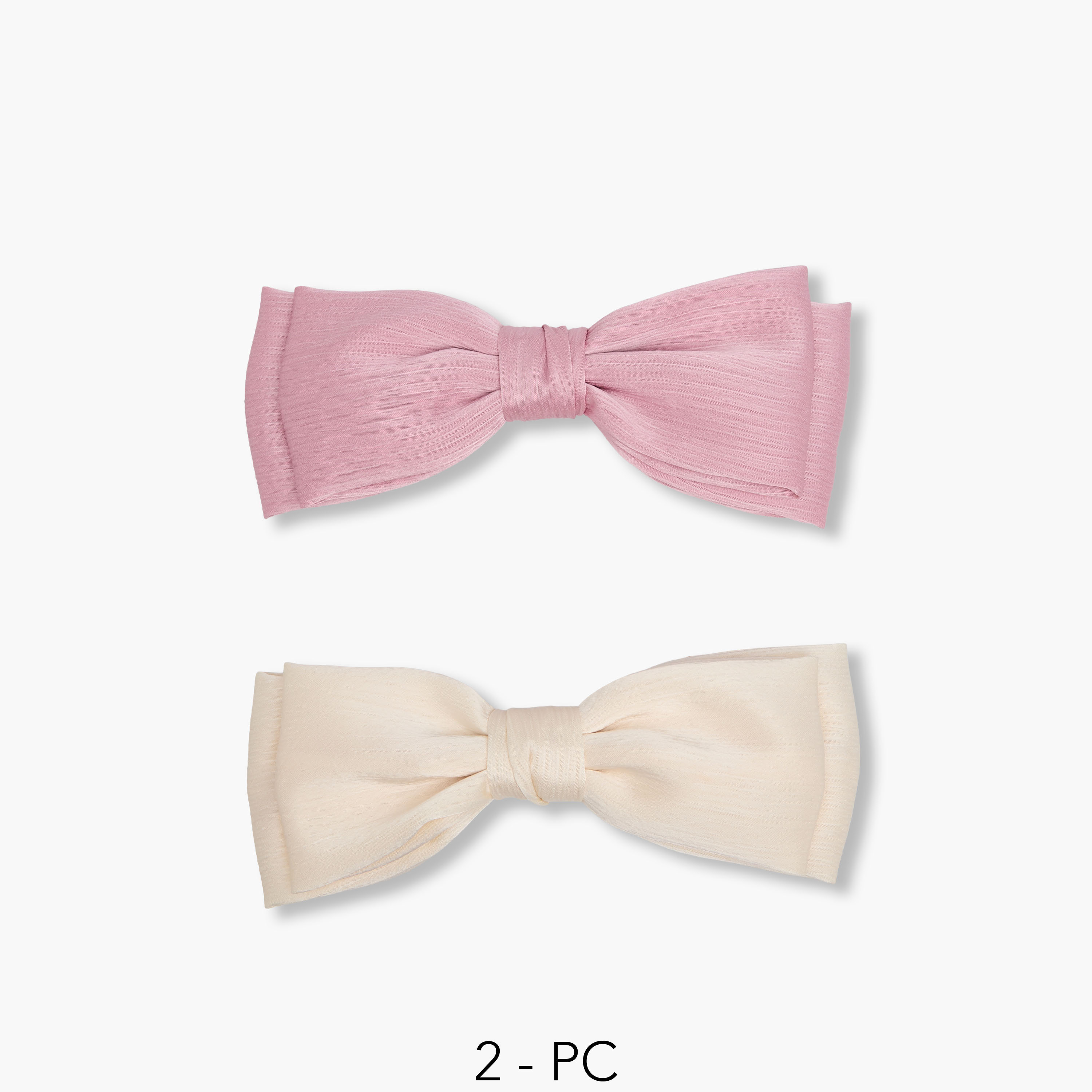 Pack of 2 Bow Barrette Hair Clip with Texture-women-hairaccessories-clips-image-1