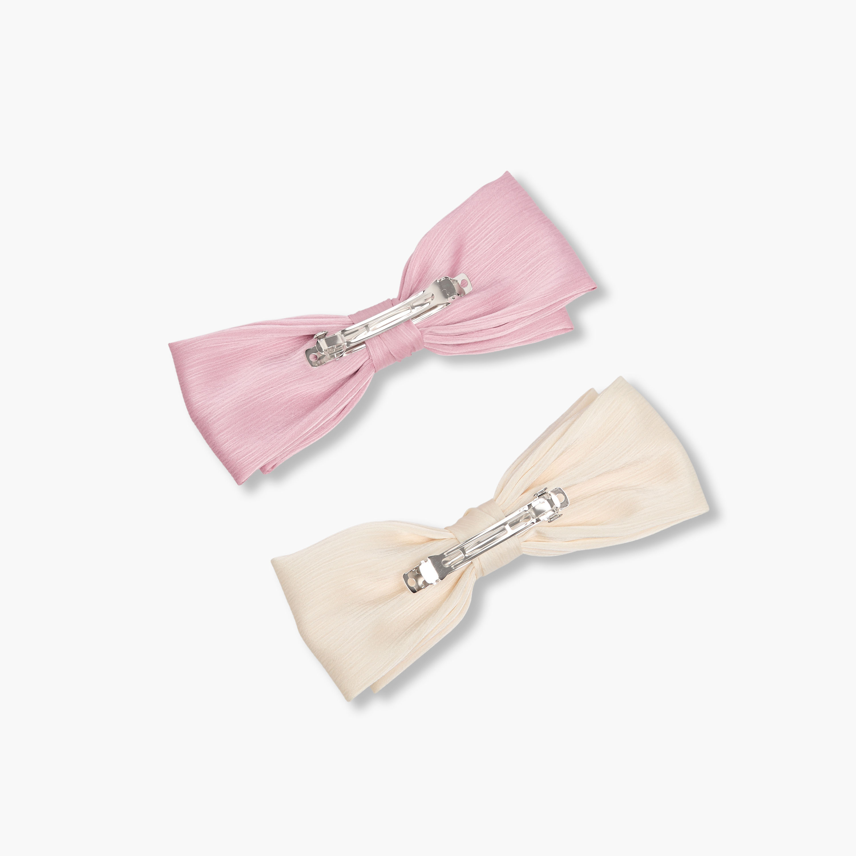 Pack of 2 Bow Barrette Hair Clip with Texture-women-hairaccessories-clips-image-4