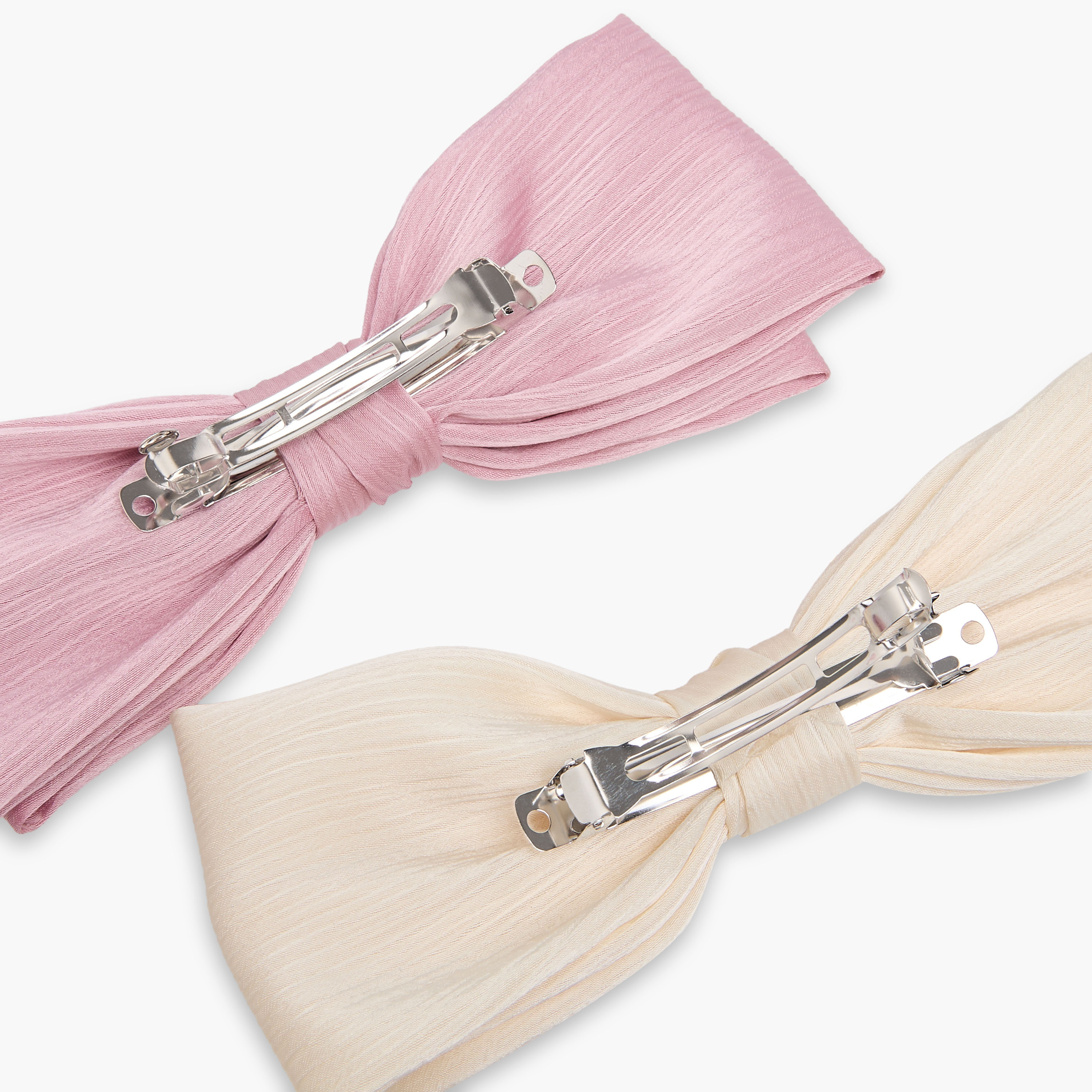 Pack of 2 Bow Barrette Hair Clip with Texture-women-hairaccessories-clips-image-5