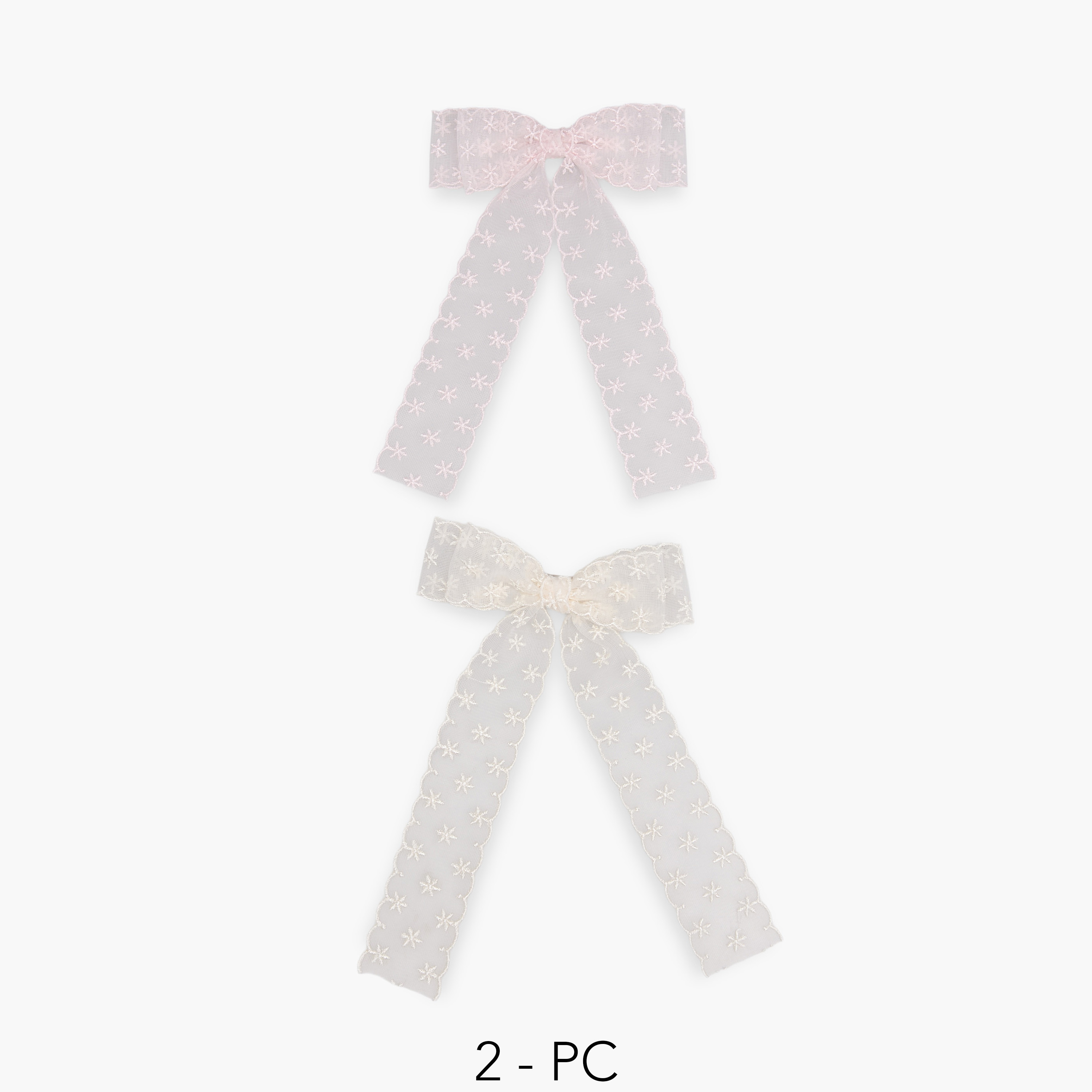 Set of 2 - Lace Detail Bow Barette Clip-women-hairaccessories-clips-image-1